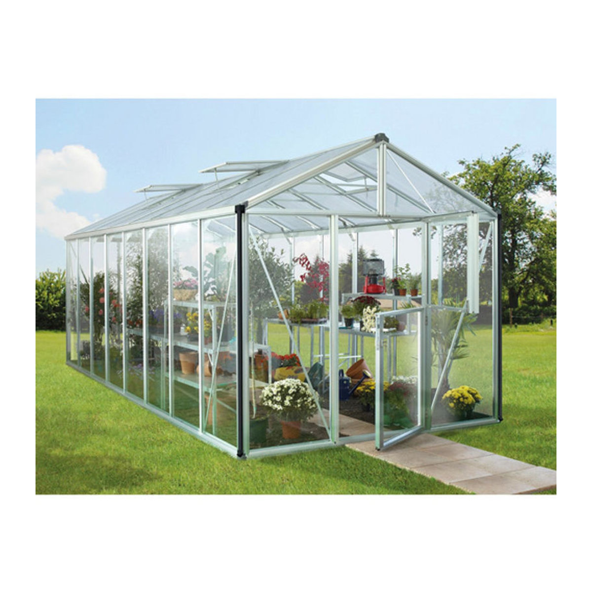 VITAVIA Gewächshaus Zeus aus Aluminium und Glas in Silber, 15,7 m² - Bild 3