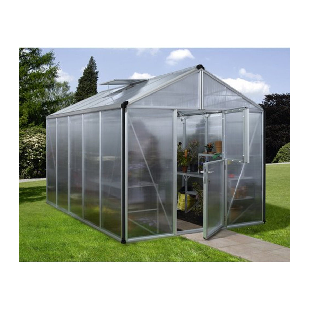 VITAVIA Gewächshaus Zeus mit 10 m² aus Aluminium und Polycarbonat in Silber - Bild 1
