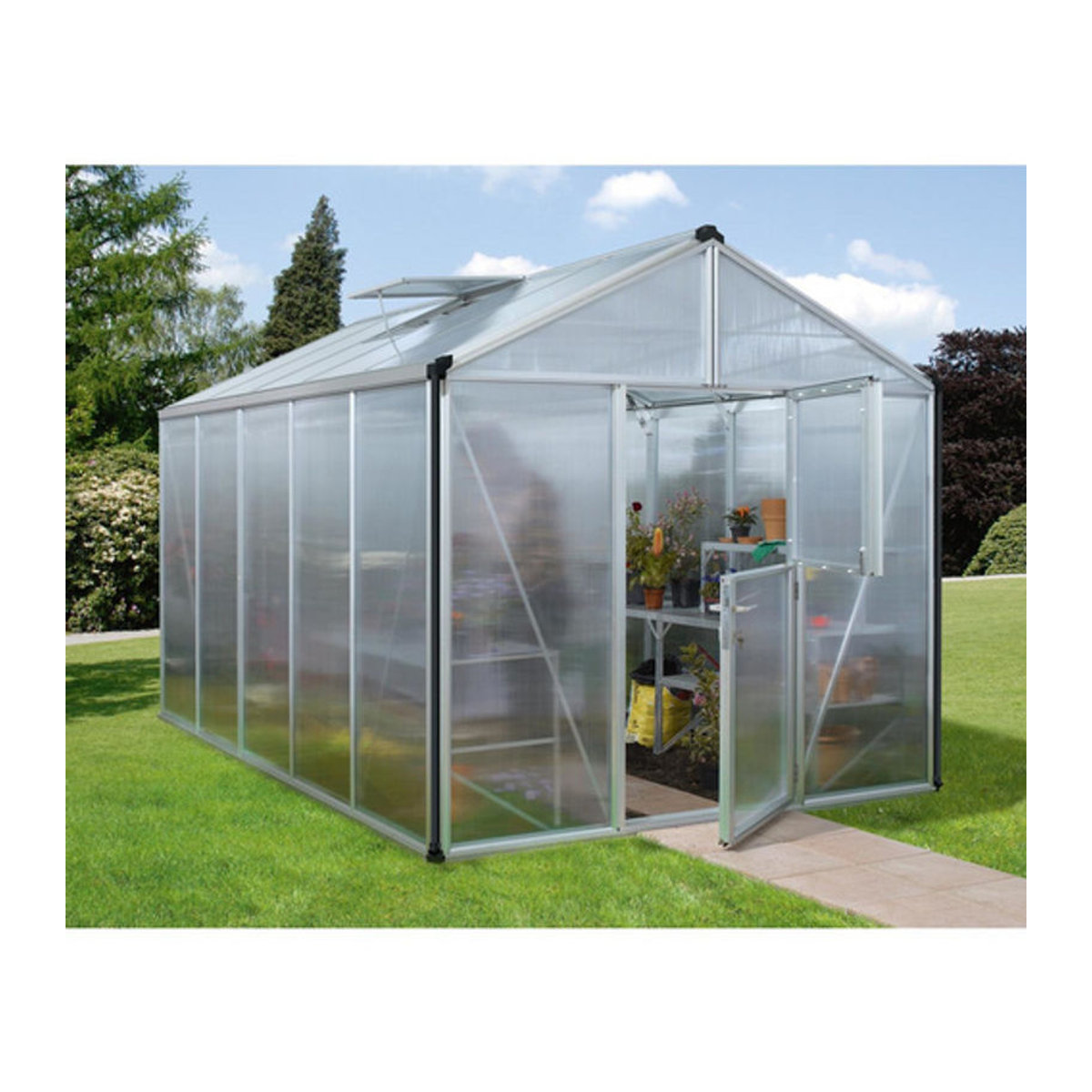 VITAVIA Gewächshaus Zeus mit 10 m² aus Aluminium und Polycarbonat in Silber - Bild 3