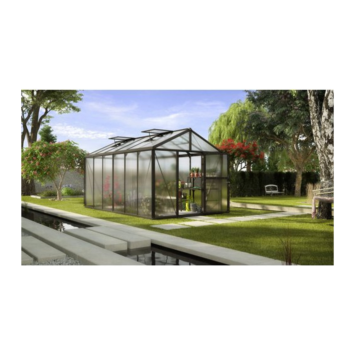 VITAVIA Gewächshaus Zeus mit 11,9 m² aus Aluminium und Polycarbonat in Schwarz - Bild 1