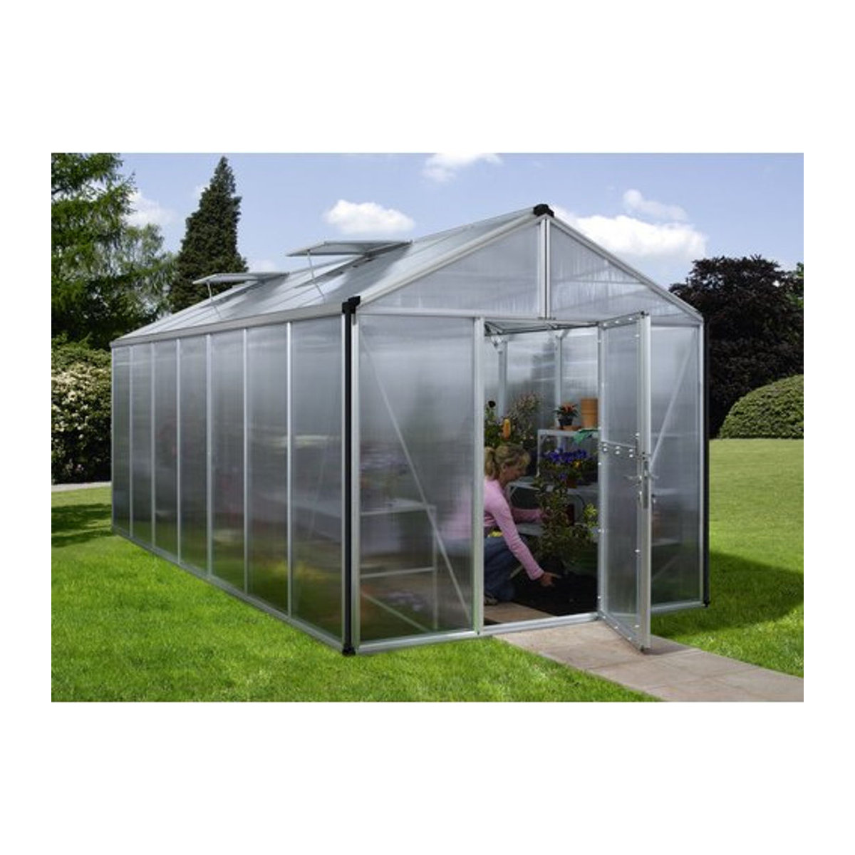 VITAVIA Gewächshaus Zeus mit 13,8 m² aus Aluminium und Polycarbonat in Silber - Bild 1