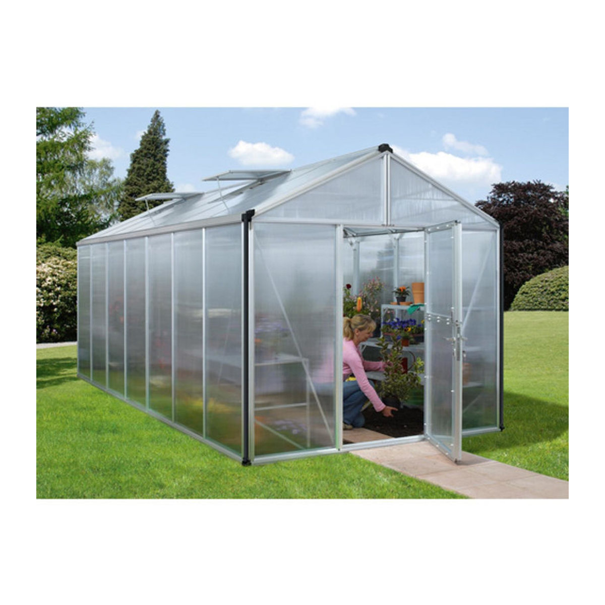VITAVIA Gewächshaus Zeus mit 13,8 m² aus Aluminium und Polycarbonat in Silber - Bild 3