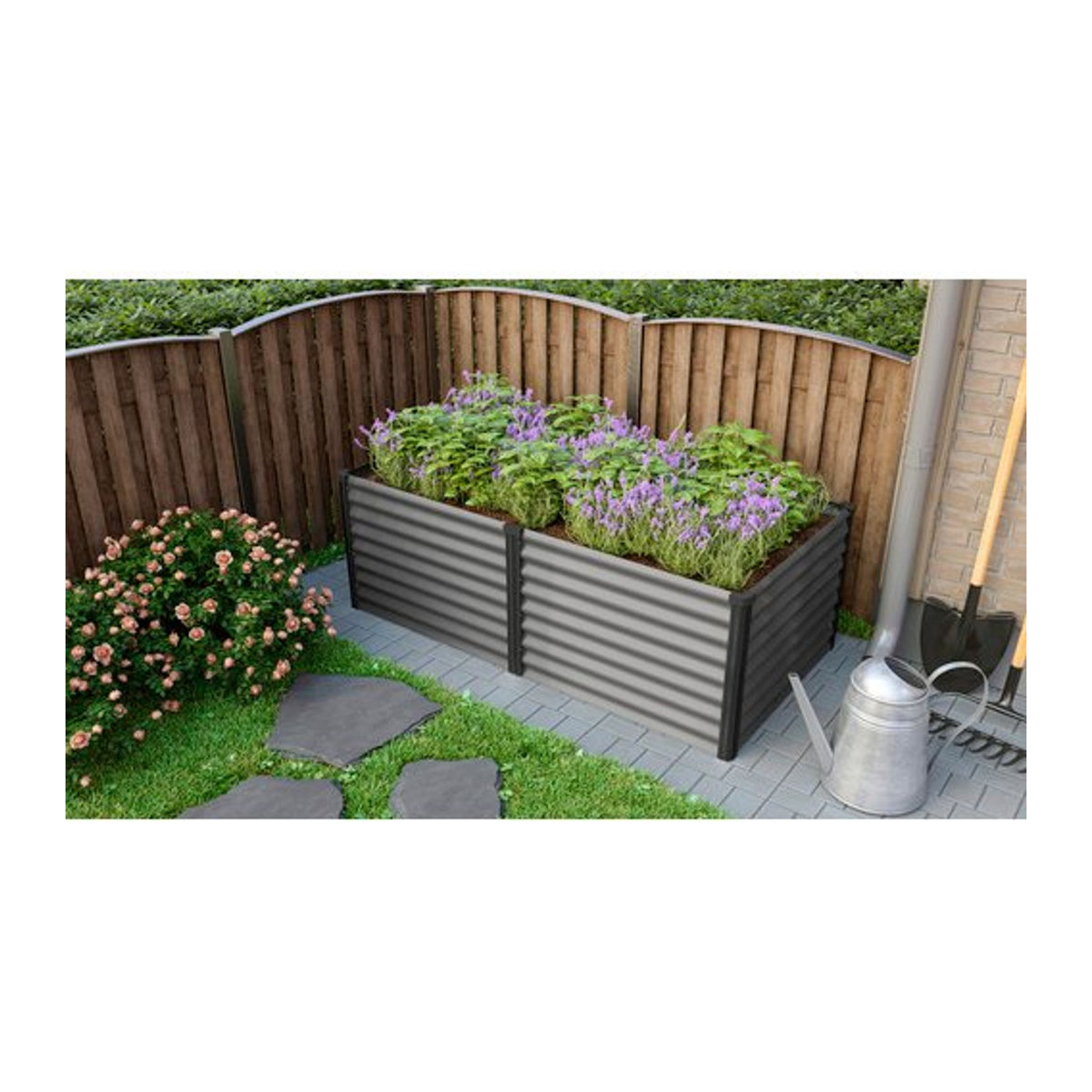 VITAVIA Hochbeet Meta 630 aus Zincalume in Grau, B/H/L: 96,2 x 63 x 187,7 cm - Bild 1