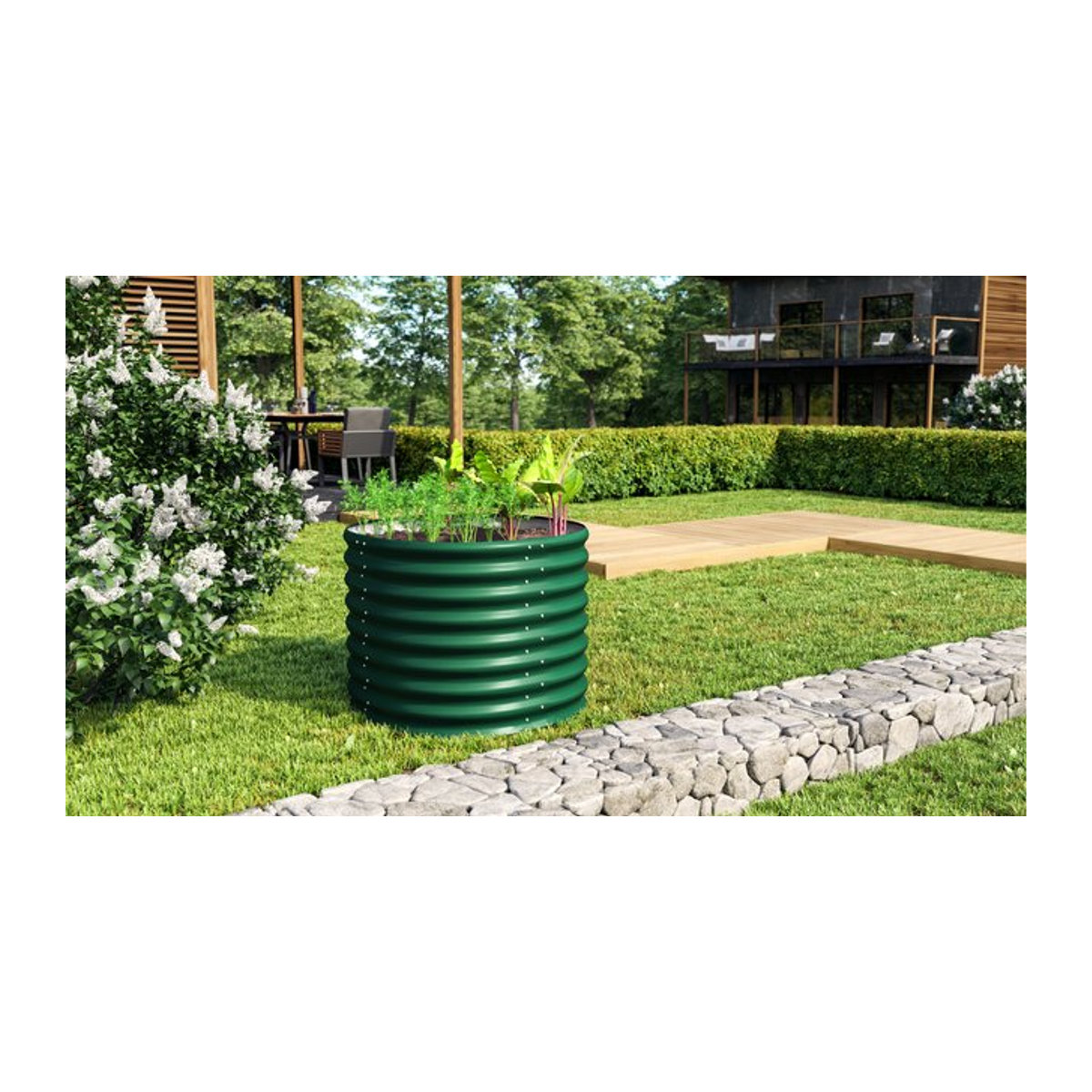 Vitavia Hochbeet Terra 630 Modell Rund in Seegras mit einer Höhe von 63 cm - Bild 1