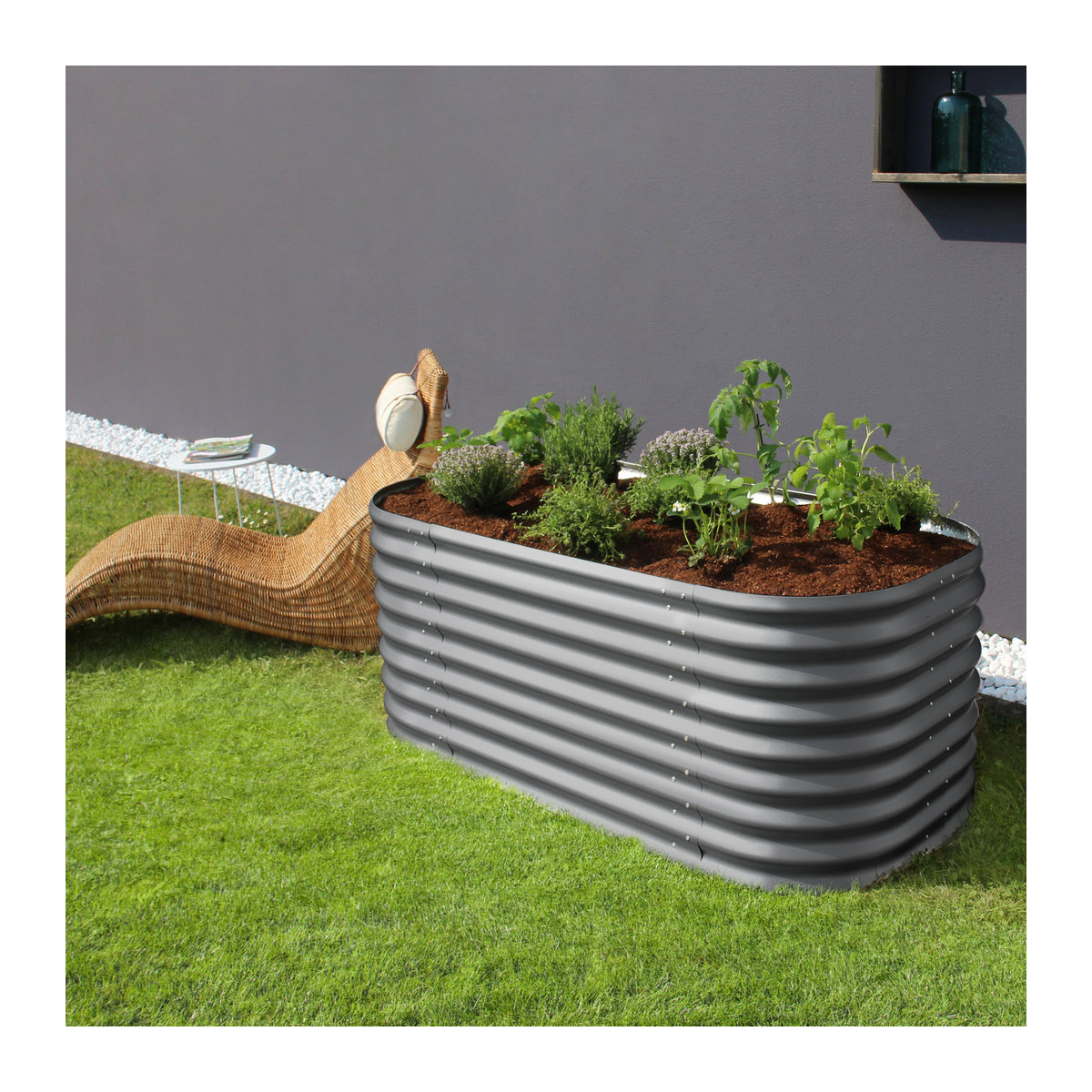 Vitavia Hochbeet Terra Basic in Grau aus Zincalume, B/H/L: 82,1 x 63 x 162,1 cm - Bild 1