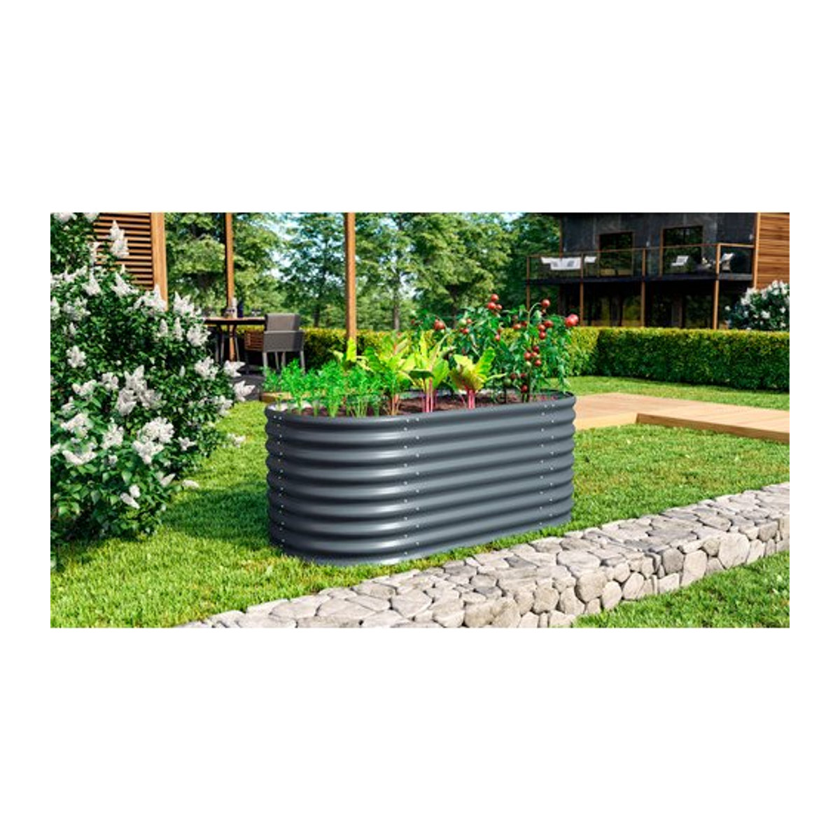 Vitavia Hochbeet Terra Basic in Grau aus Zincalume, B/H/L: 82,1 x 63 x 162,1 cm - Bild 3