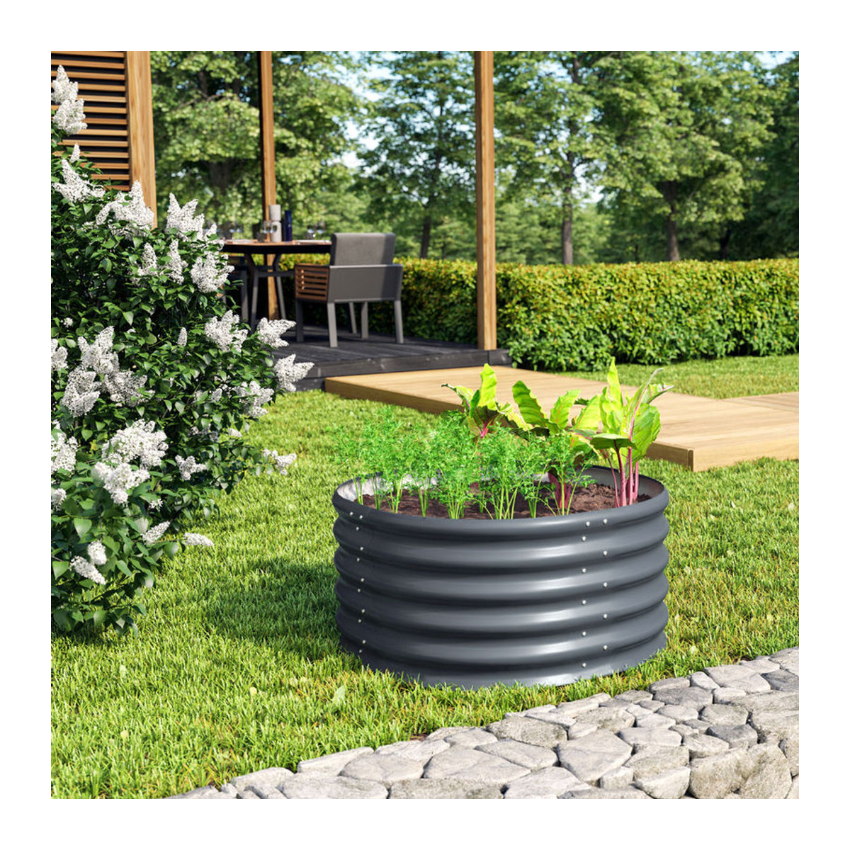 Vitavia Hochbeet Terra Rund in Grau aus Metall - Bild 2