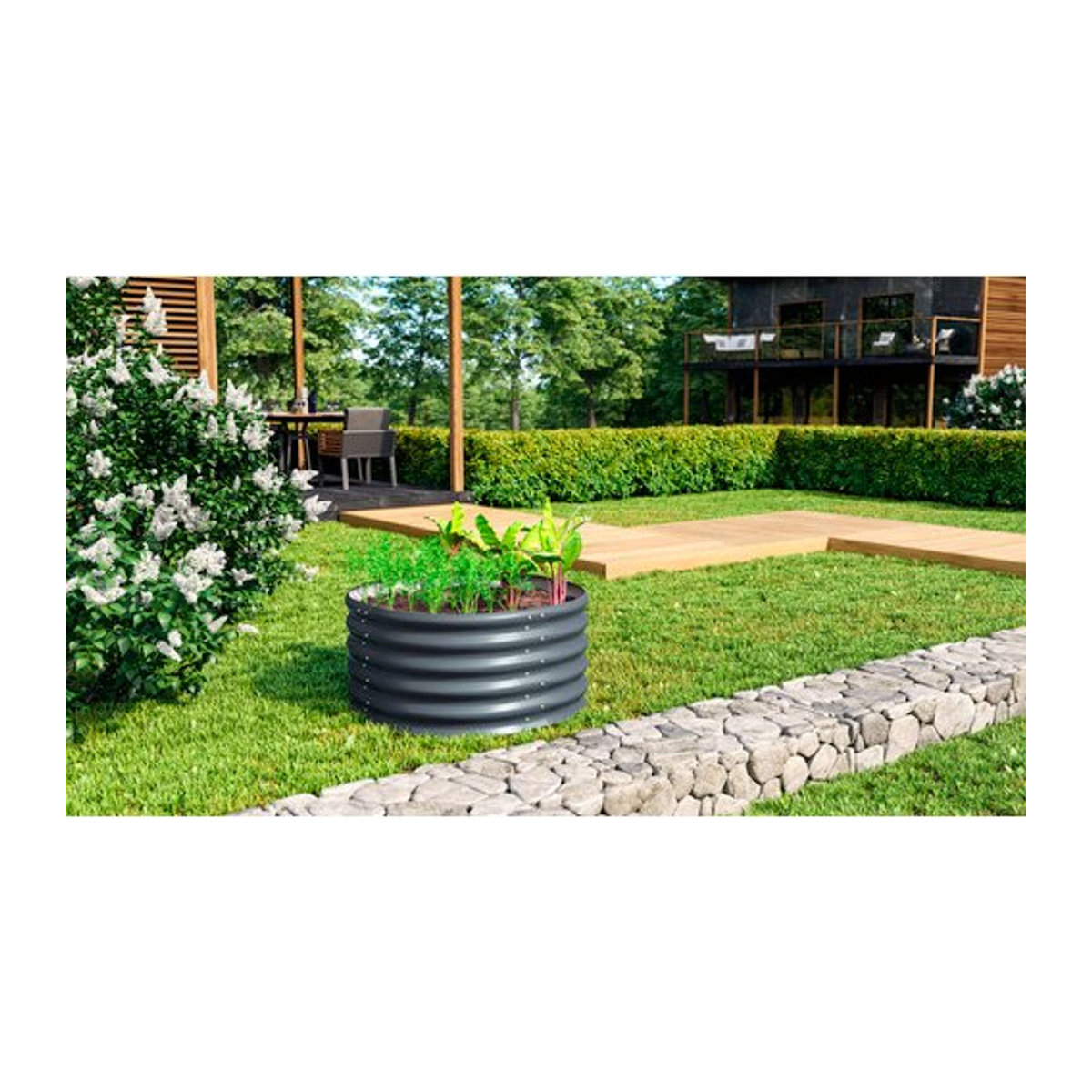 Vitavia Hochbeet Terra Rund in Grau aus Metall - Bild 4