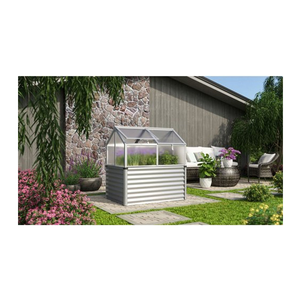 VITAVIA Hochbeet Zola aus Metall in Silber, B/L/H: 89 x 126,7 x 134,5 cm - Bild 1