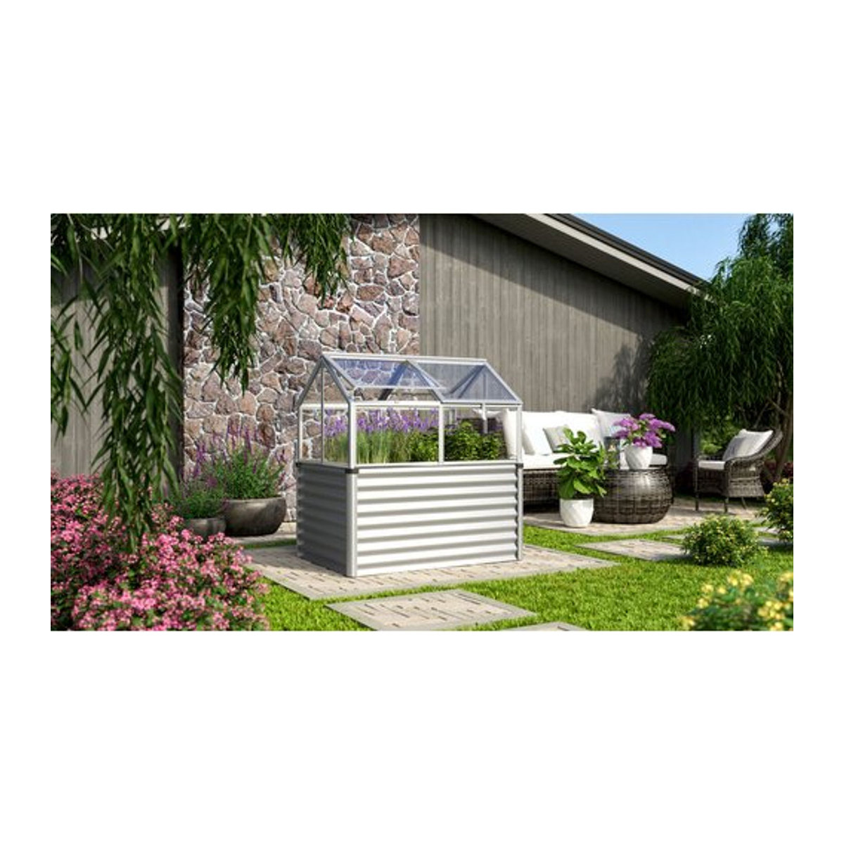 VITAVIA Hochbeet Zola in Silber aus Zincalume, B/L/H: 89 x 126,7 x 134,5 cm - Bild 1