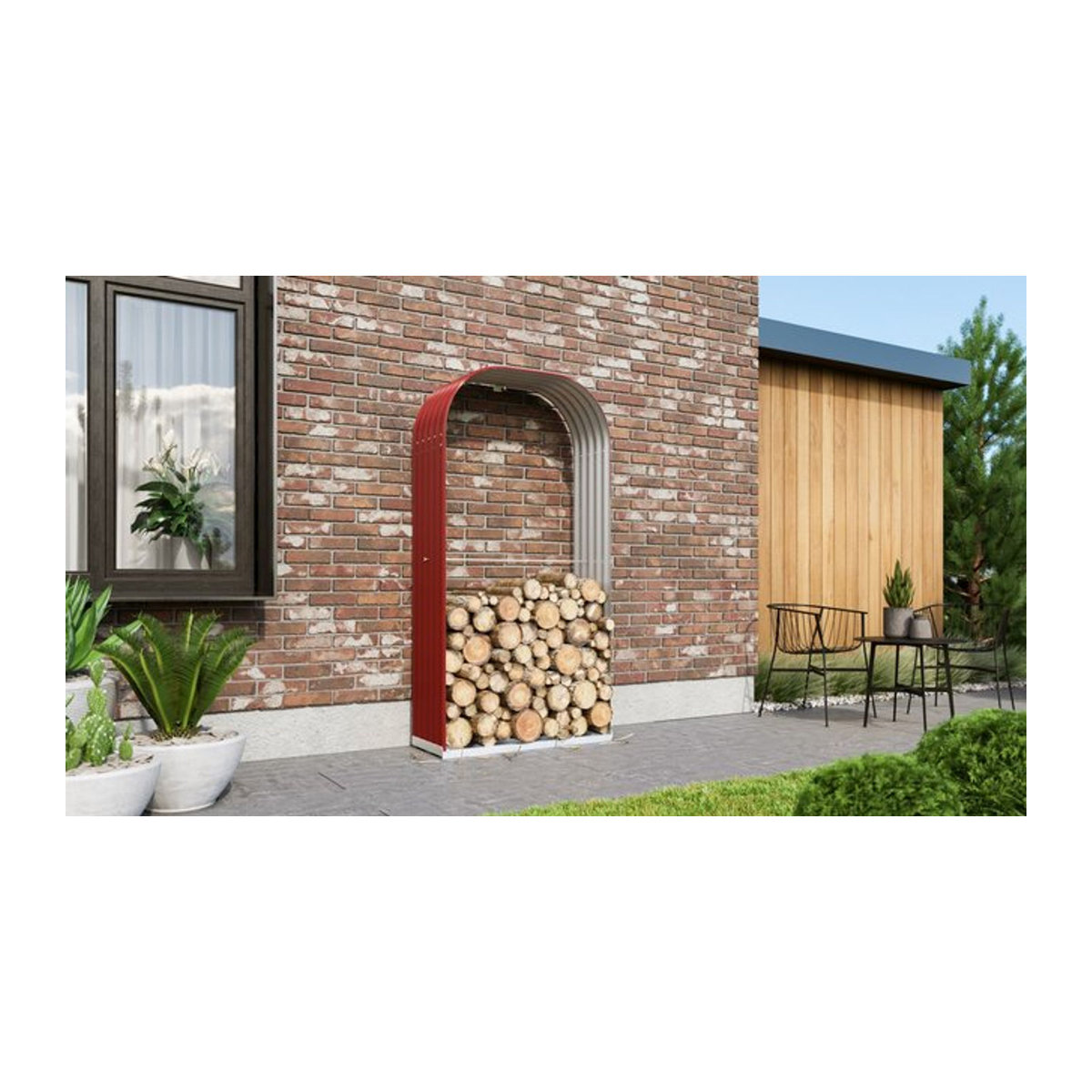 Vitavia Kaminholzregal Lignum 401 aus Metall in Rot, freistehend und modern, B/T/H: 99 x 40 x 200 cm - Bild 1