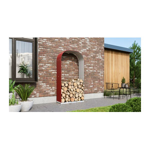 Vitavia Kaminholzregal Lignum 401 aus Metall in Rot, freistehend und modern, B/T/H: 99 x 40 x 200 cm