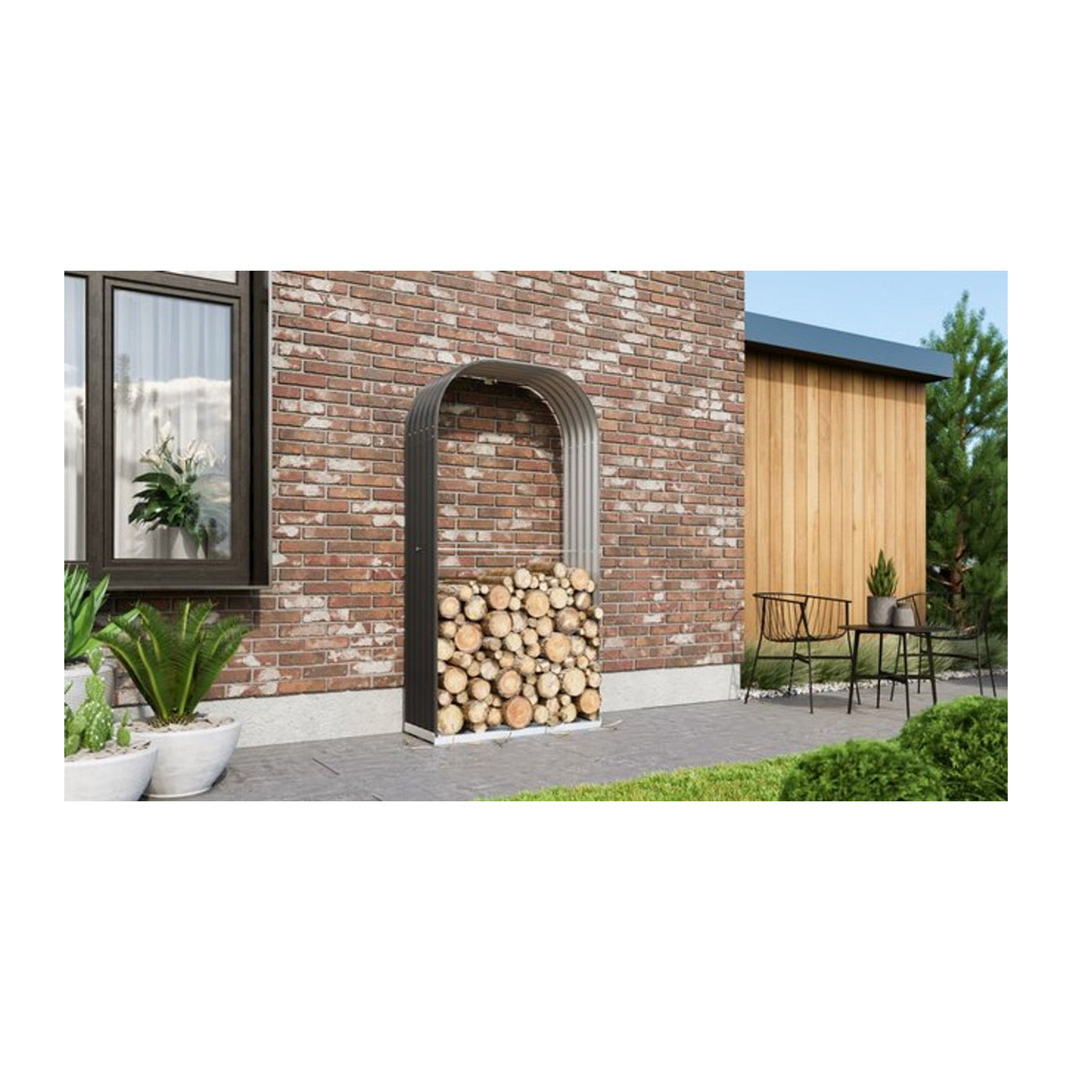 Vitavia Kaminholzregal Lignum 401 in Granit Grau Anthrazit, B: 40 cm, T: 99 cm, H: 200 cm - Bild 1