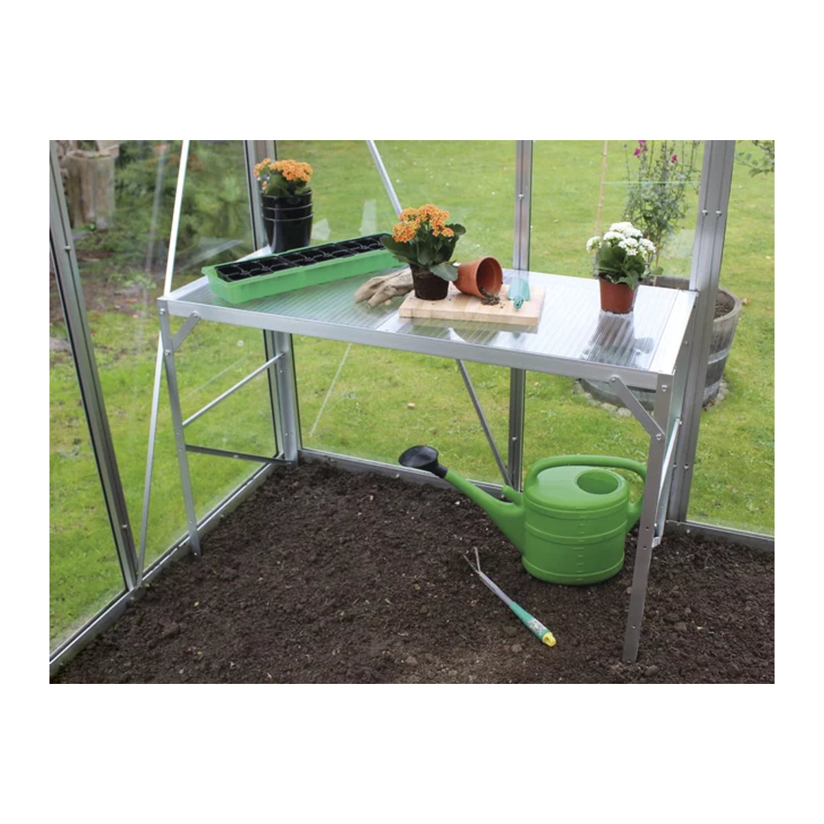 Vitavia Pflanztisch mit HKP Arbeitsplatte aus Aluminium in Silber - Bild 1