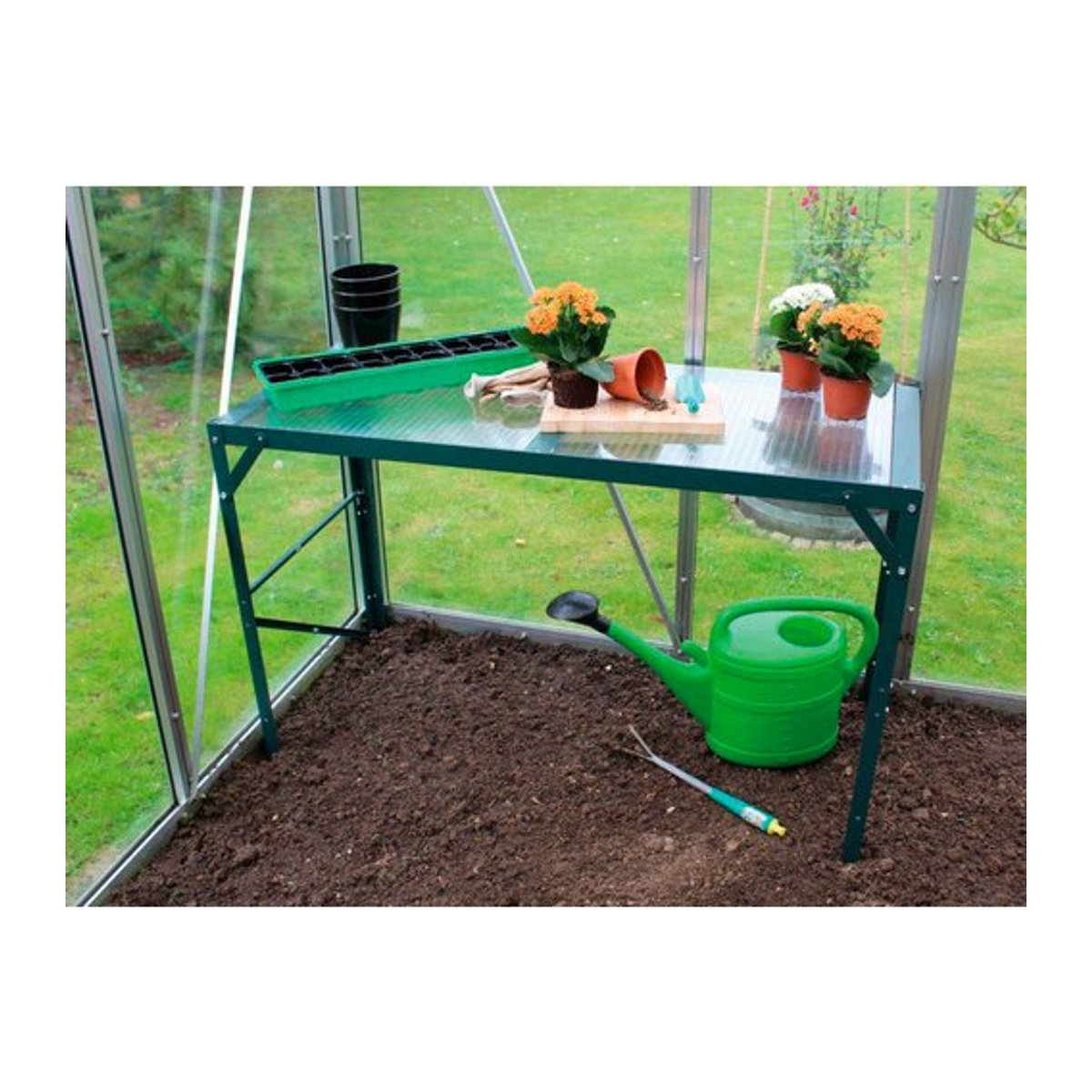 Vitavia Pflanztisch mit HKP Arbeitsplatte aus Aluminium in Smaragdgrün, B/L: 121 x 121 cm - Bild 1