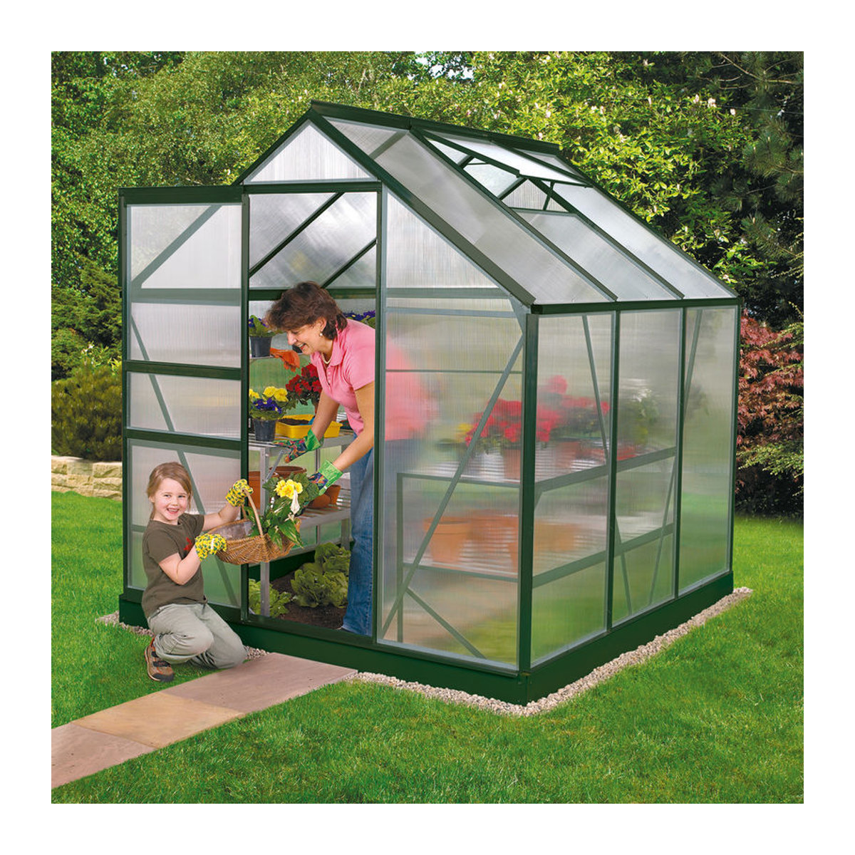 Vitavia Venus 3800 Gewächshaus aus Aluminium und Polycarbonat in Grün mit 6 mm HKP - Bild 3