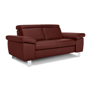 vito 2-Sitzer Sofa TONGA in Rot aus Echtleder und Kunstleder im modernen Design B: 174 cm, H: 98 cm, T: 44 cm