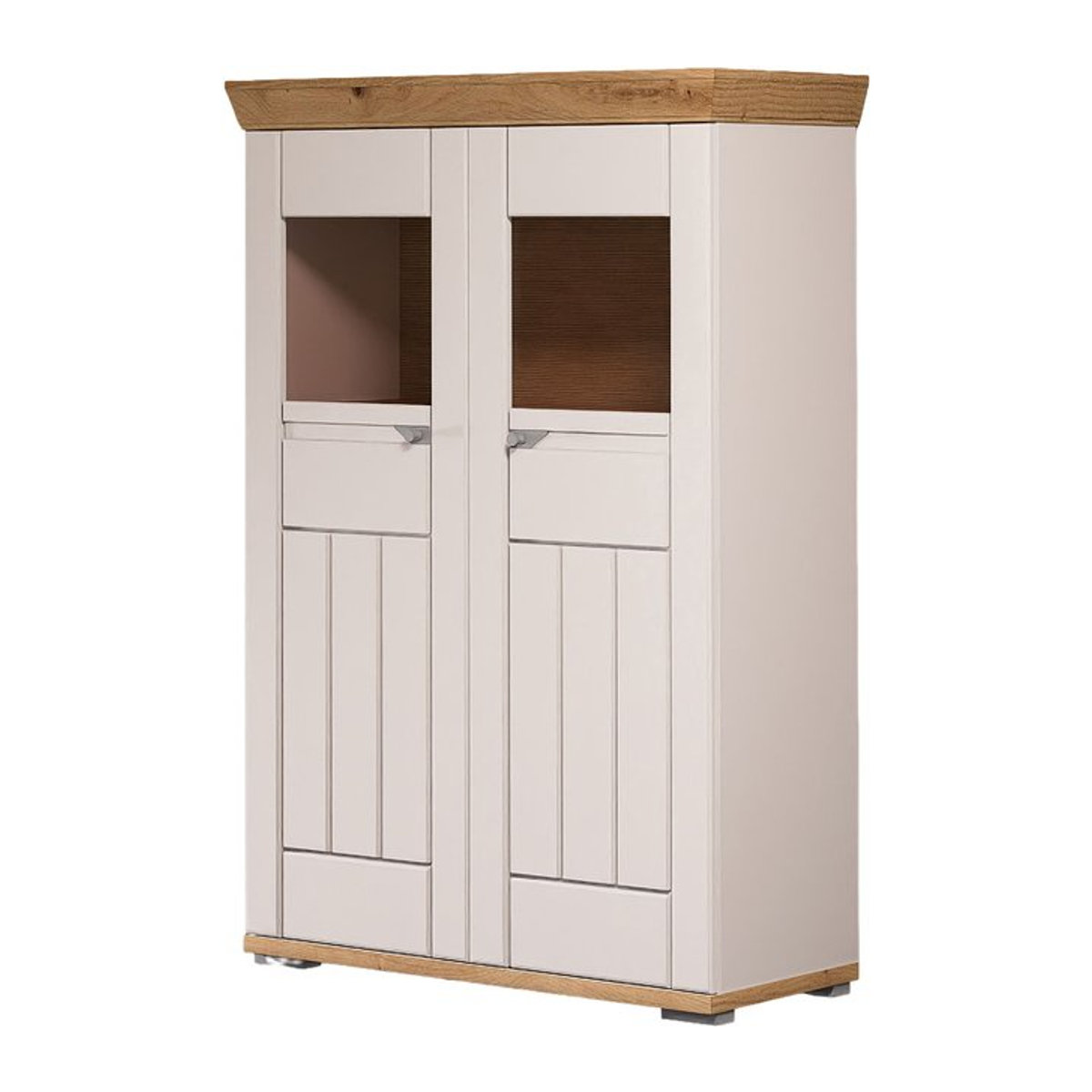 Vitrinenschrank HARPER WORCHESTER im modernen Landhausstil aus Holz und Glas in Anthrazit oder Weiß, B/T/H: 144 x 45 x 96 cm - Bild 1