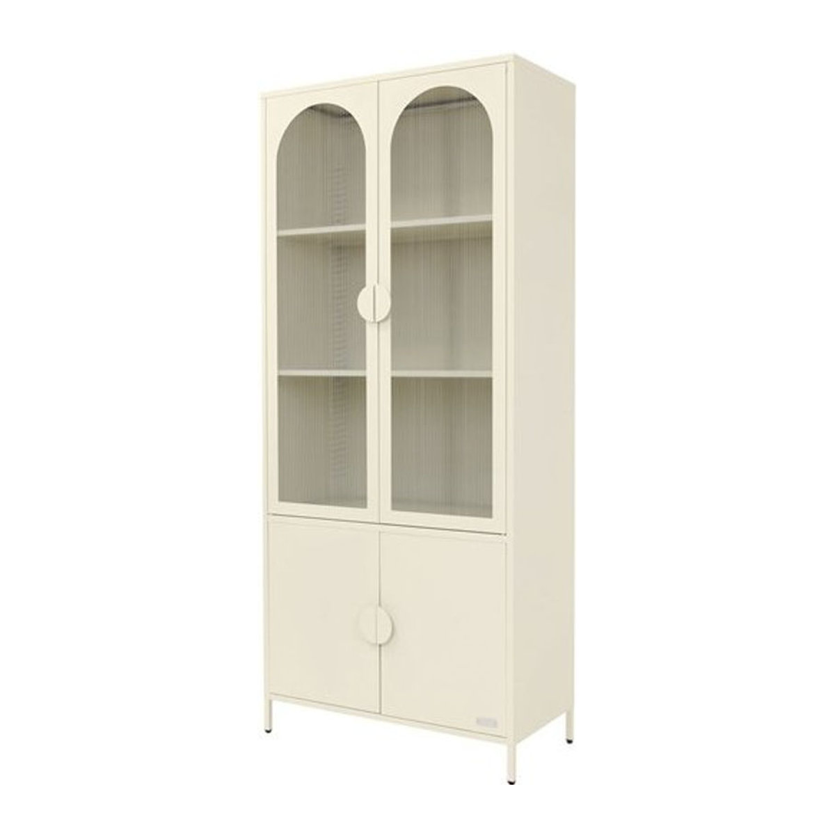 Vitrinenschrank ML-Design in Beige aus Stahl und Polycarbonat mit 4 Türen und 4 Regalfächern, B/T/H: 80 x 40 x 185 cm - Bild 1