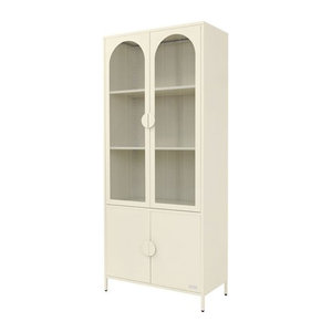 Vitrinenschrank ML-Design in Beige aus Stahl und Polycarbonat mit 4 Türen und 4 Regalfächern, B/T/H: 80 x 40 x 185 cm