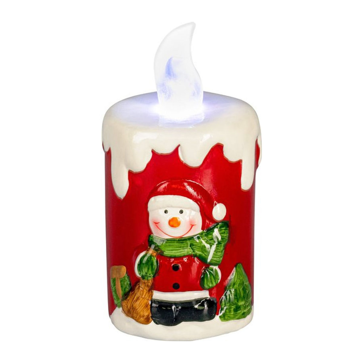 Viva Domo LED-Kerze aus Keramik in zylindrischer Form für Weihnachten und Advent, batteriebetrieben - Bild 1