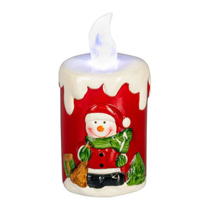 Viva Domo LED-Kerze aus Keramik in zylindrischer Form für Weihnachten und Advent, batteriebetrieben