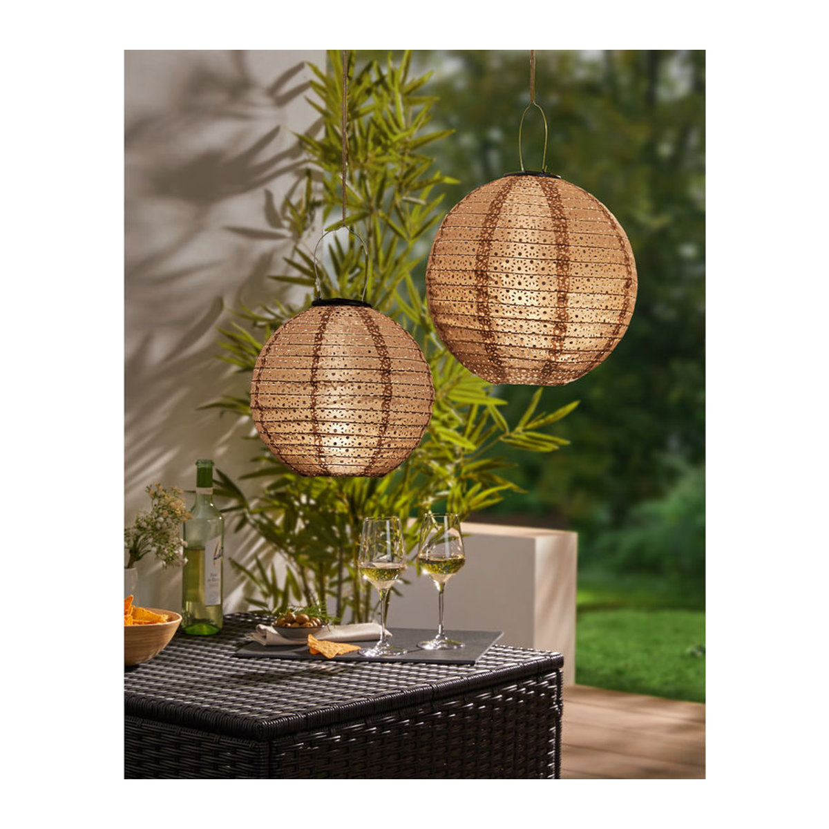 Viva Domo Solar-Lampion LED Laterne aus Papier in Braun - Bild 3