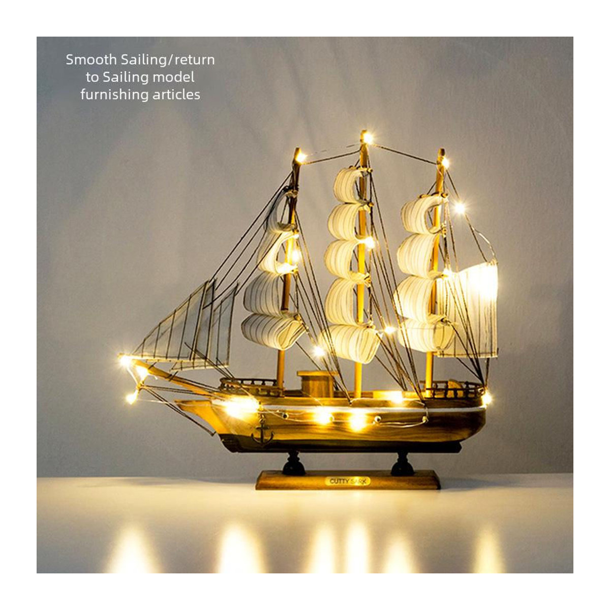 VividTrove Handgefertigtes Segelbootmodell aus Holz in Braun als moderne Dekoration - Bild 1