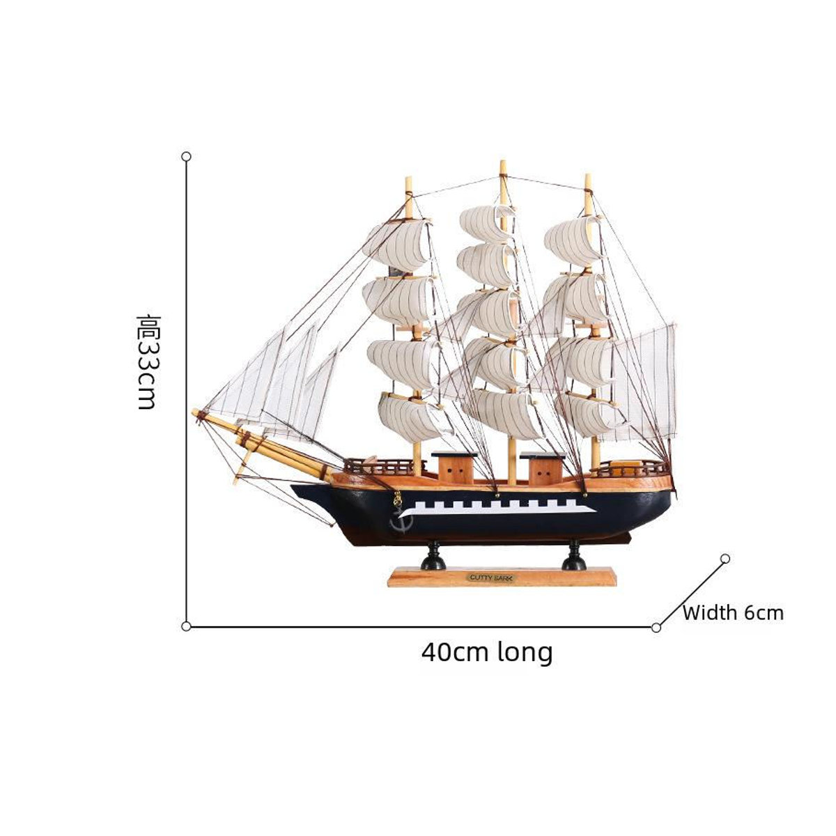 VividTrove Handgefertigtes Segelbootmodell aus Holz in Braun als moderne Dekoration - Bild 2