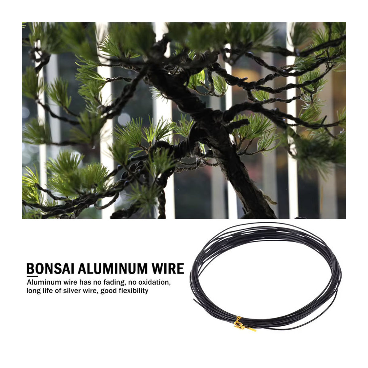 VKTECH Bonsai Draht aus eloxiertem Aluminium für die Formgebung, 5m Länge, verschiedene Stärken von 1,0mm bis 3,0mm - Bild 2