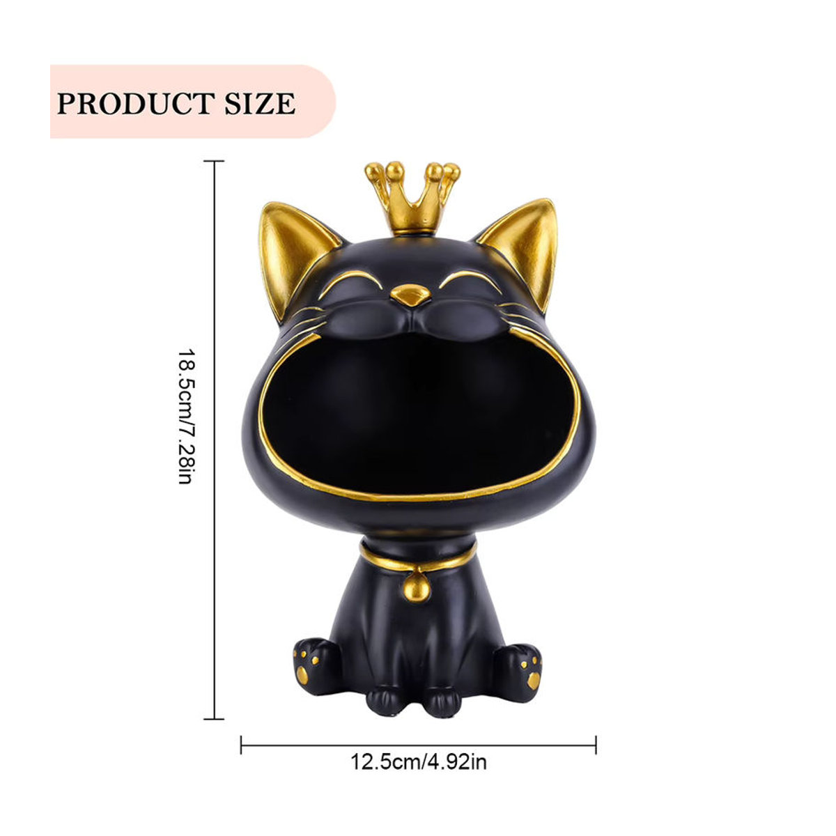 VKTECH Dekorative Katze-Figur als Aufbewahrungsbox aus Kunstharz in Weiß und Mehrfarbig - Bild 4