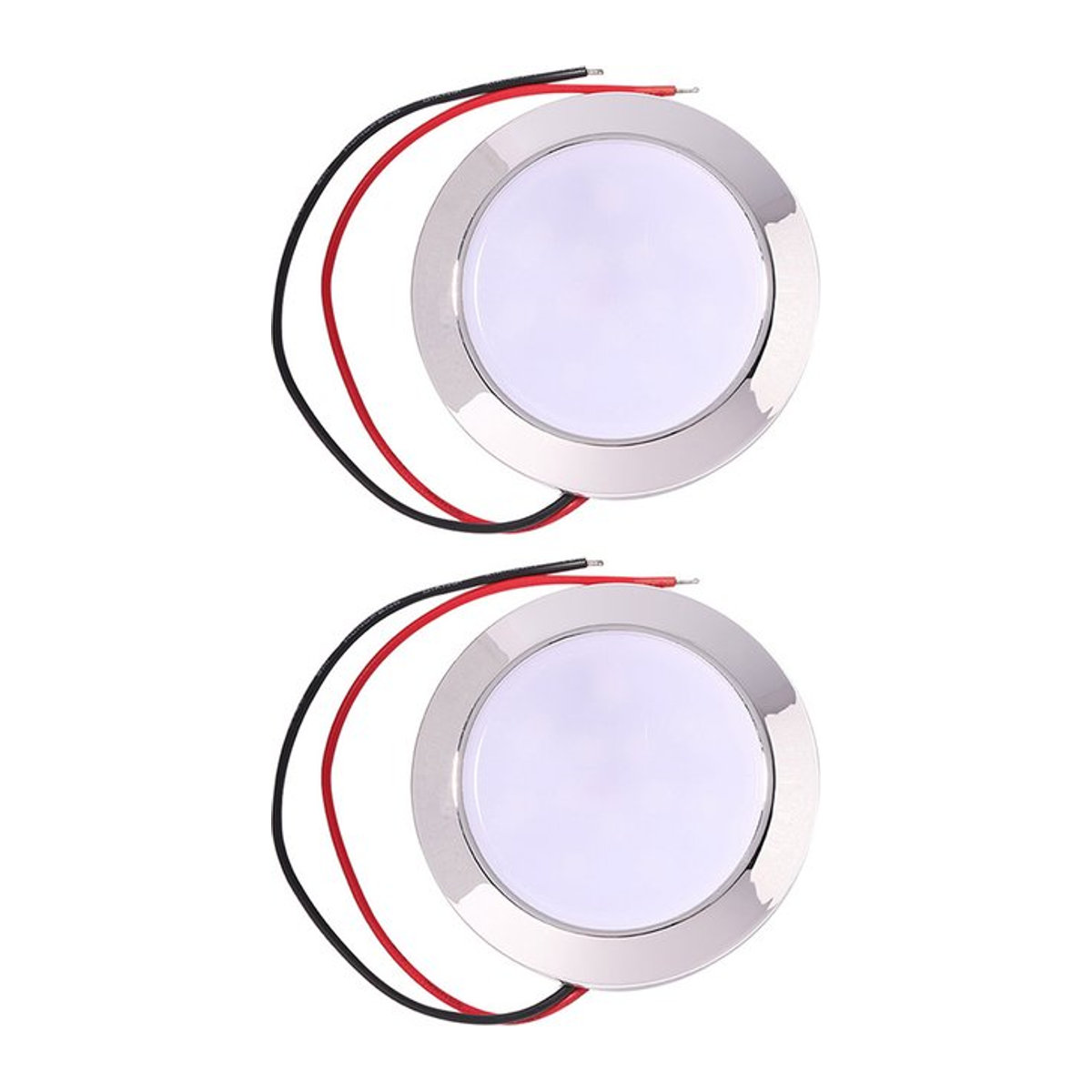 VKTECH LED Deckenlampe für Wohnmobil und Boot, runde 12V LED-Leuchte in Weiß und Silber, 200lm, 1,8W, B/D/H: 18,0 x 18,0 x 1,8 cm - Bild 1