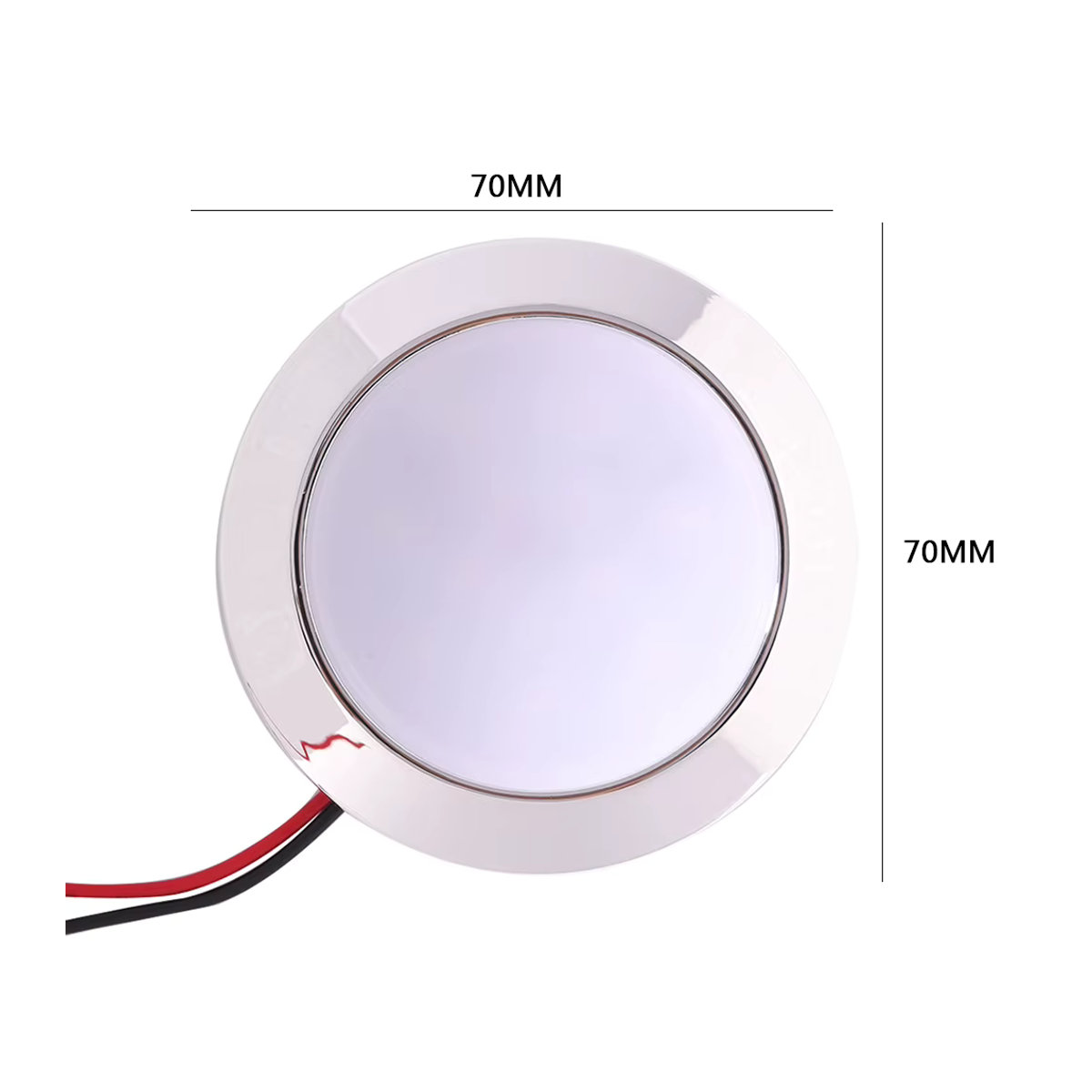 VKTECH LED Deckenlampe für Wohnmobil und Boot, runde 12V LED-Leuchte in Weiß und Silber, 200lm, 1,8W, B/D/H: 18,0 x 18,0 x 1,8 cm - Bild 4