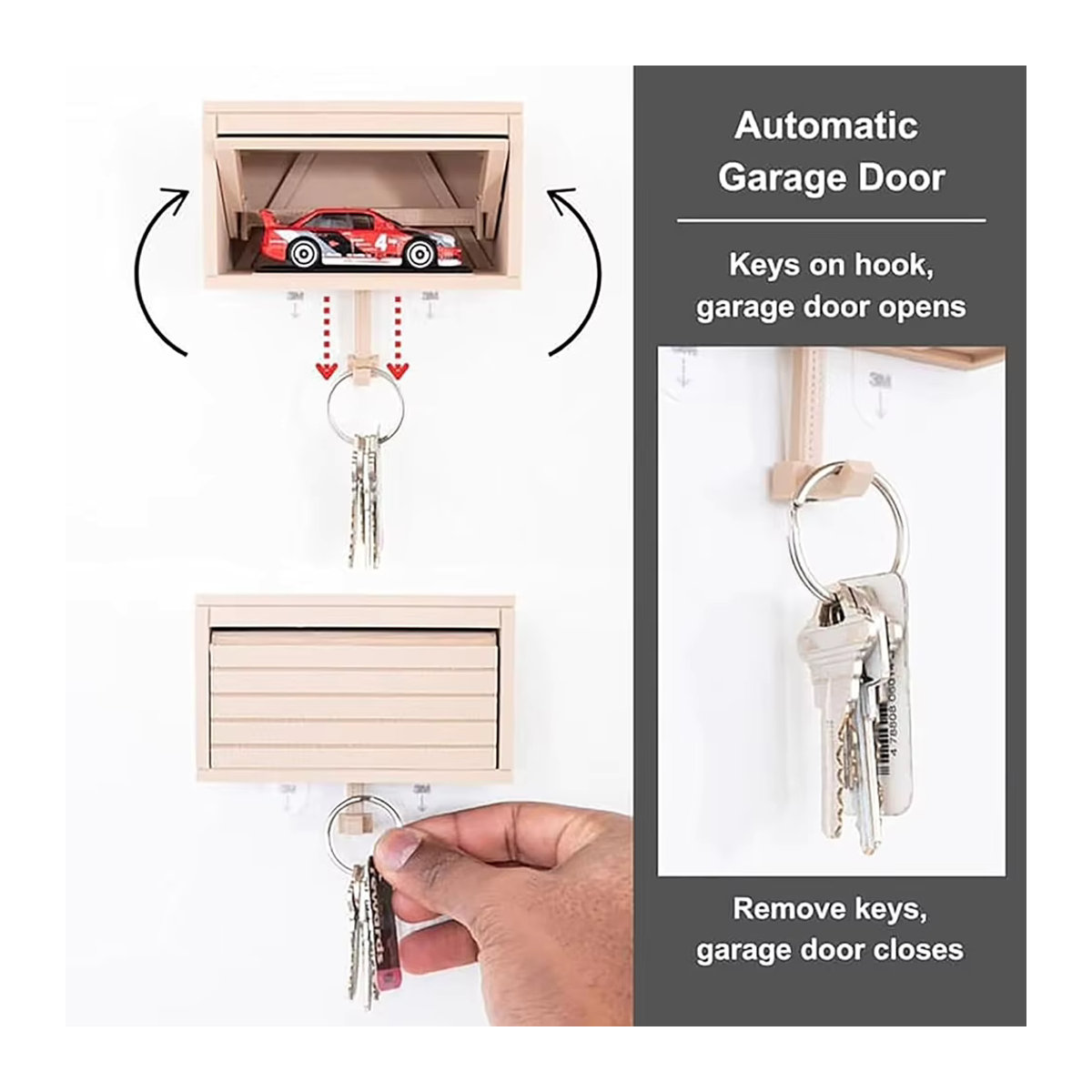 VKTECH Schlüssel-Organizer aus Kunststoff, mehrfarbig, wandmontierter Schlüsselhalter für Auto und Garage mit minimalistischem Design - Bild 3