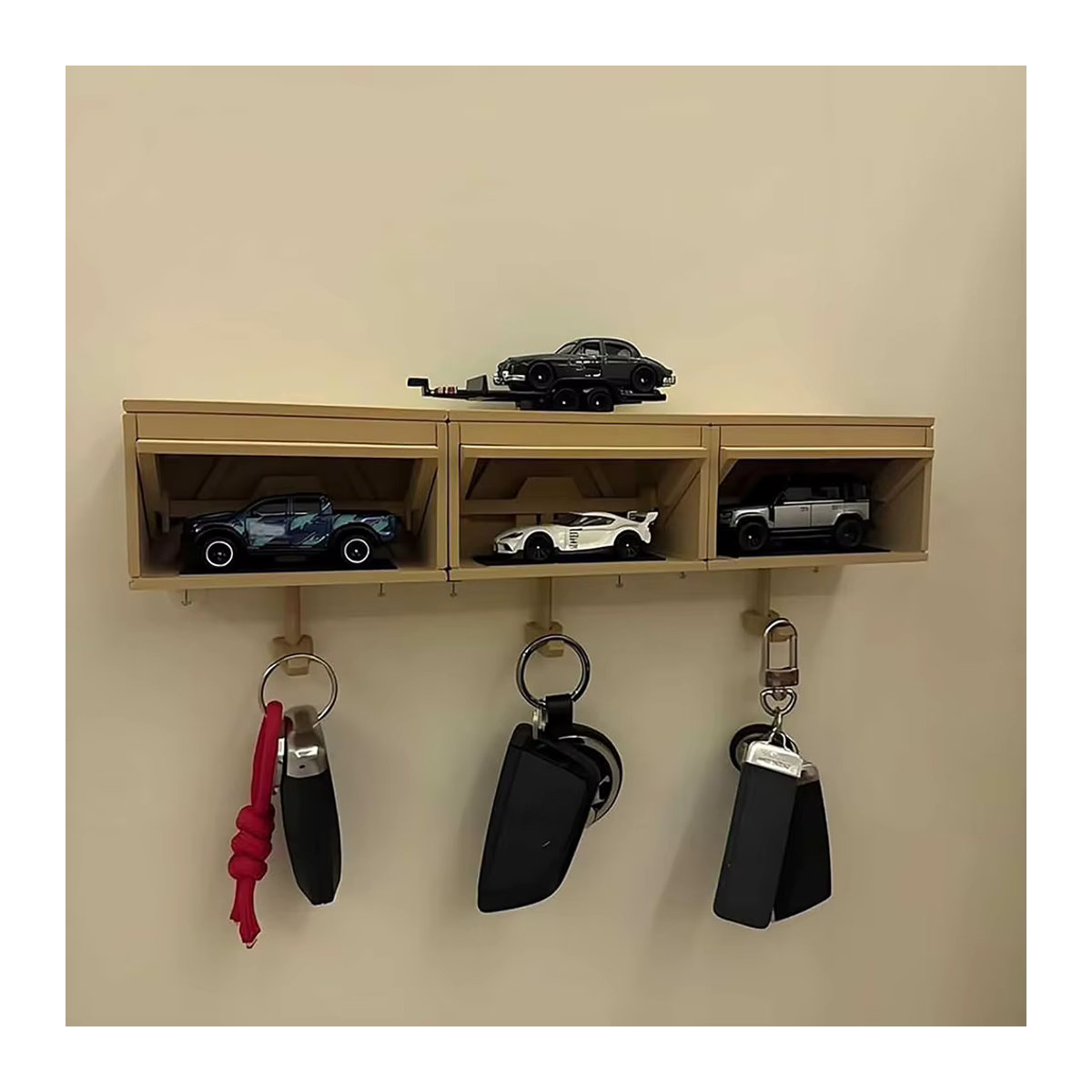 VKTECH Schlüssel-Organizer aus Kunststoff, mehrfarbig, wandmontierter Schlüsselhalter für Auto und Garage mit minimalistischem Design - Bild 6
