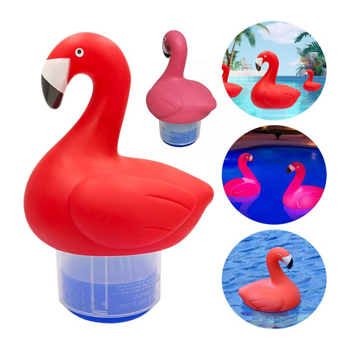 VKTECH Solar Chlor Tablette Floater in Rosa mit Leuchtfunktion als schwimmender Chlordispenser aus Kunststoff für Pool und Whirlpool - Bild 1