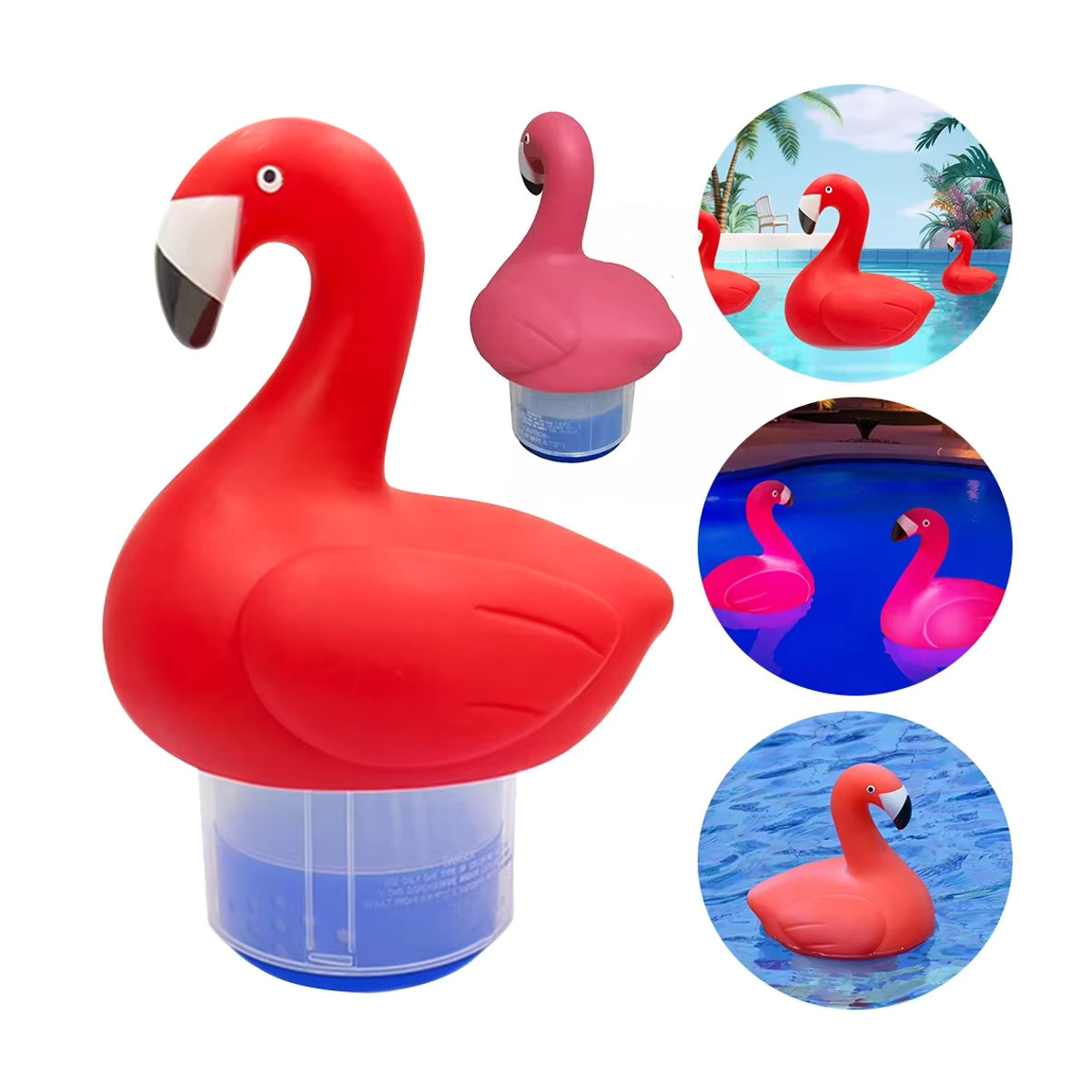 VKTECH Solar Chlor Tablette Floater in Rosa mit Leuchtfunktion als schwimmender Chlordispenser aus Kunststoff für Pool und Whirlpool - Bild 5