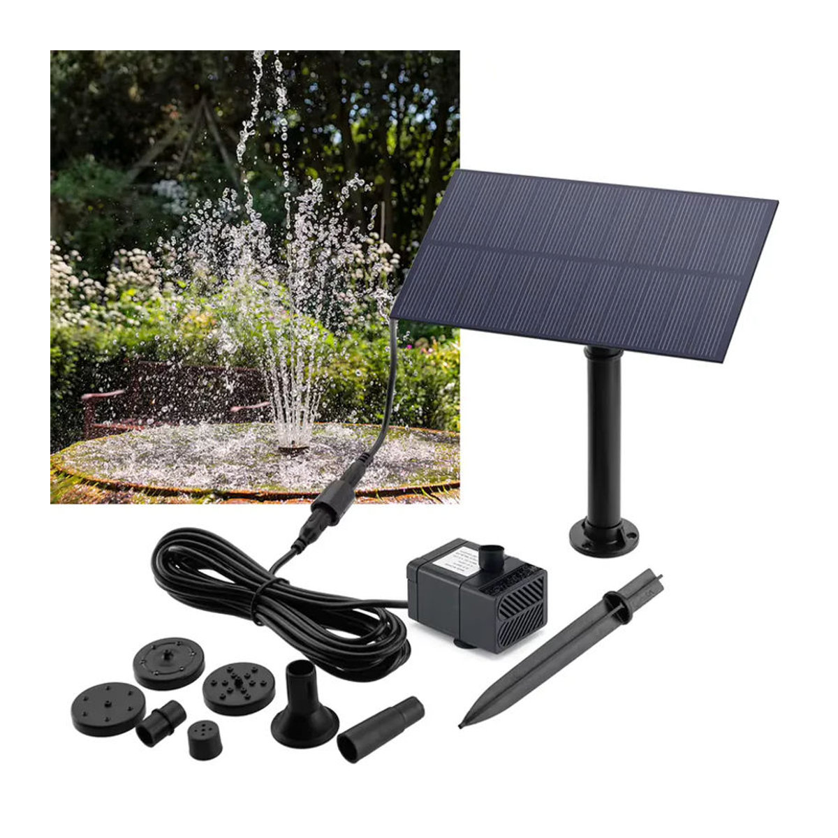 VKTECH Wassersprinkler Sprühgerät mit Pfahl für die Gartendekoration und Aquarienbewässerung 5V 5W 180L/h - Bild 3