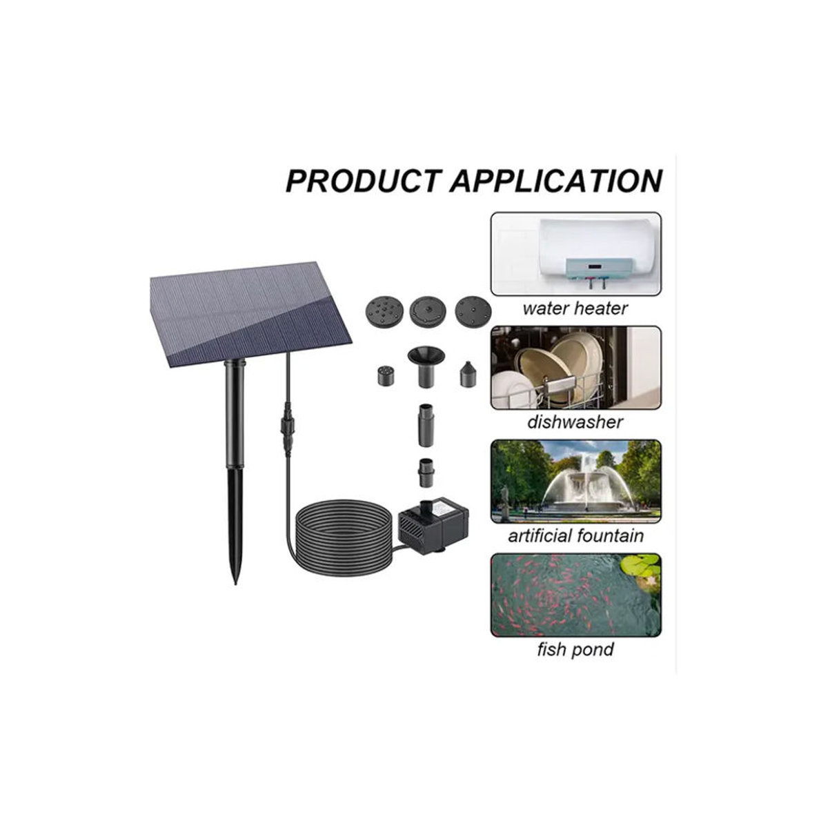 VKTECH Wassersprinkler Sprühgerät mit Pfahl für die Gartendekoration und Aquarienbewässerung 5V 5W 180L/h - Bild 5