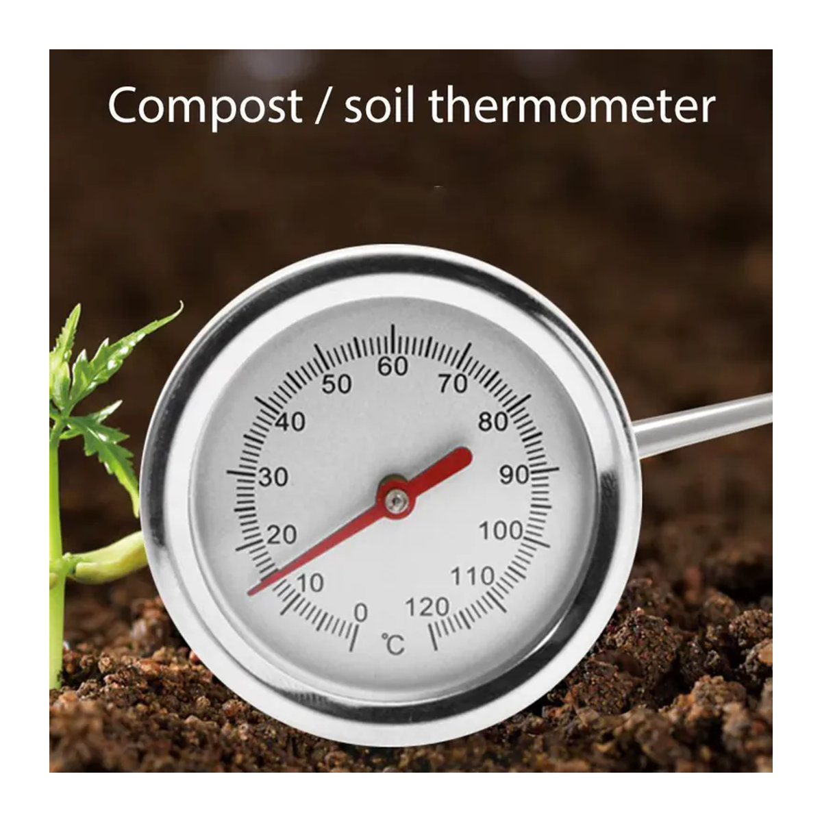 VODOOL Kompost-Bodenthermometer mit 50 cm Stiel für Garten und Hinterhof, Messbereich 0 bis 120 Grad Celsius - Bild 2