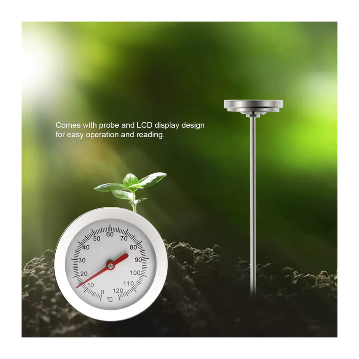 VODOOL Kompost-Bodenthermometer mit 50 cm Stiel für Garten und Hinterhof, Messbereich 0 bis 120 Grad Celsius - Bild 4