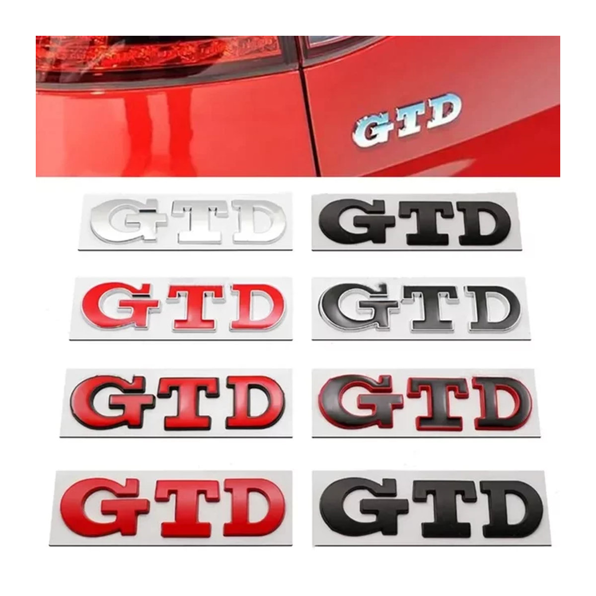 Volkswagen GTD Logo Emblem aus Metall in Silber für VW Golf MK2 MK4 MK5 MK6 MK7 - Bild 1