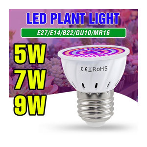 Vollspektrum LED Pflanzenlampe für die Kultivierung von Sukkulenten und Kakteen, 9W, E27/E26/E14/GU10/MR16 Kompatibilität