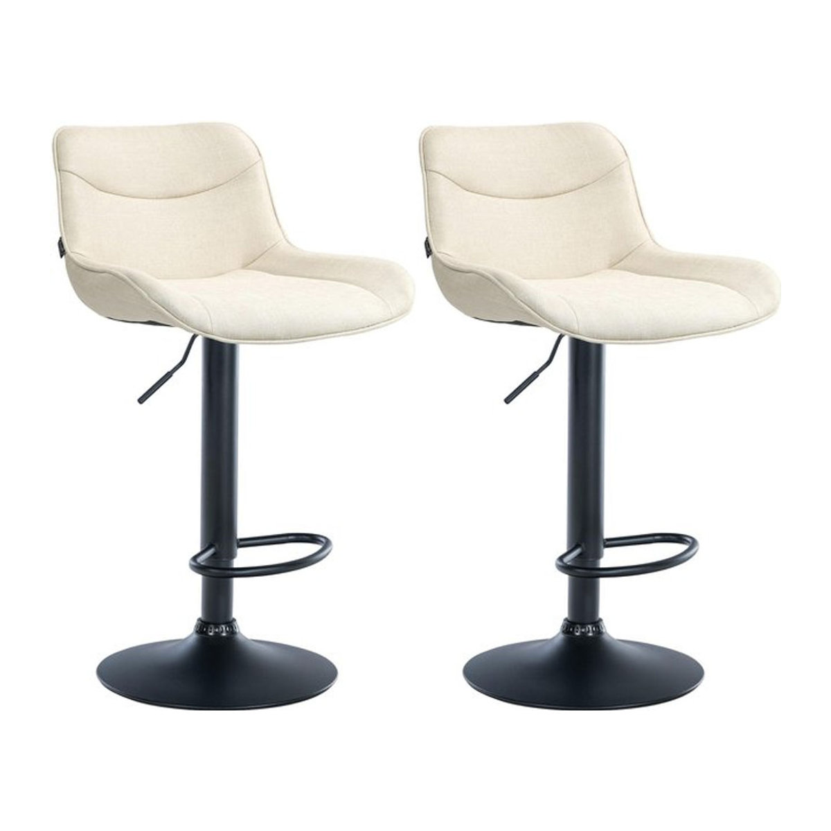 Vonore 2er Set Barhocker Modern aus Stoff und Metall in Beige und Schwarz - Bild 1