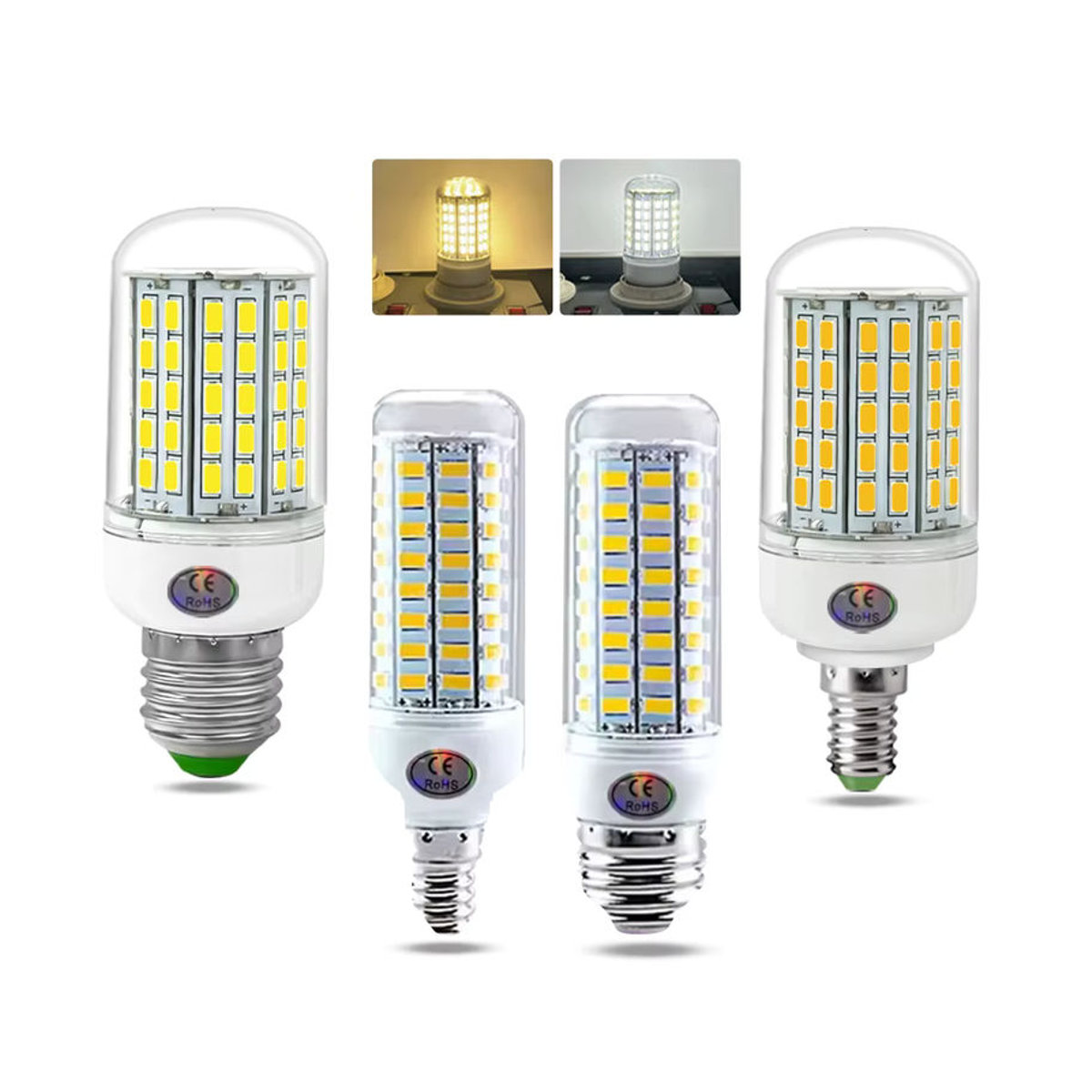 VooVoo LED Maisbirne E27 E14 mit 72 oder 96 LEDs aus Kunststoff ohne Flimmern AC220V 240V - Bild 4