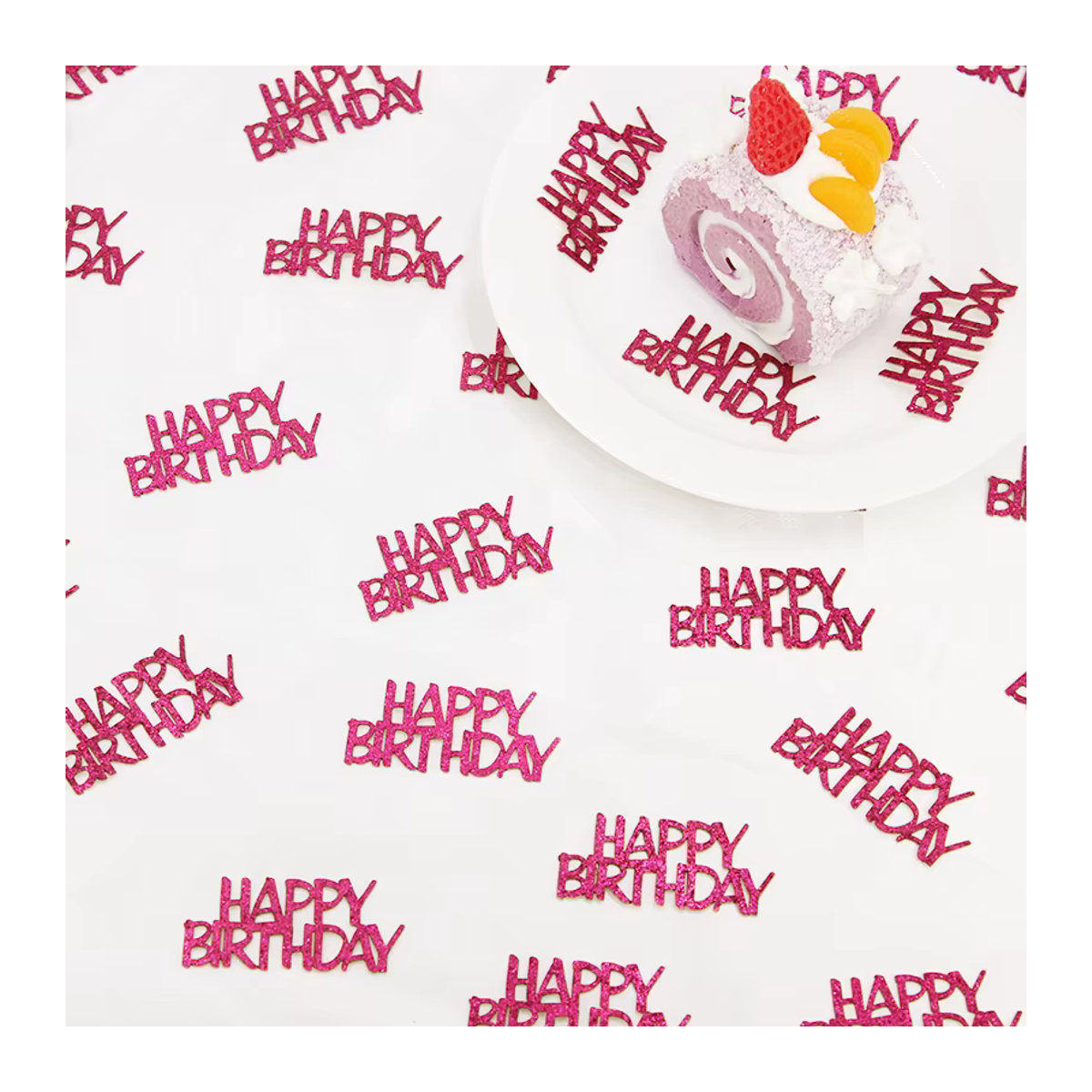 VRISE Happy Birthday Konfetti in Rosa, 50 Stück aus Kunststoff für Kindergeburtstage - Bild 2