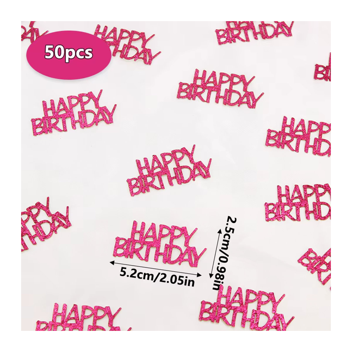 VRISE Happy Birthday Konfetti in Rosa, 50 Stück aus Kunststoff für Kindergeburtstage - Bild 4
