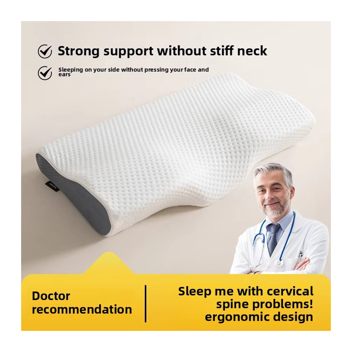 VRZONE Memory Foam Kissen mit Slow Rebound Effekt in Blau zum Schutz der Halswirbelsäule - Bild 2