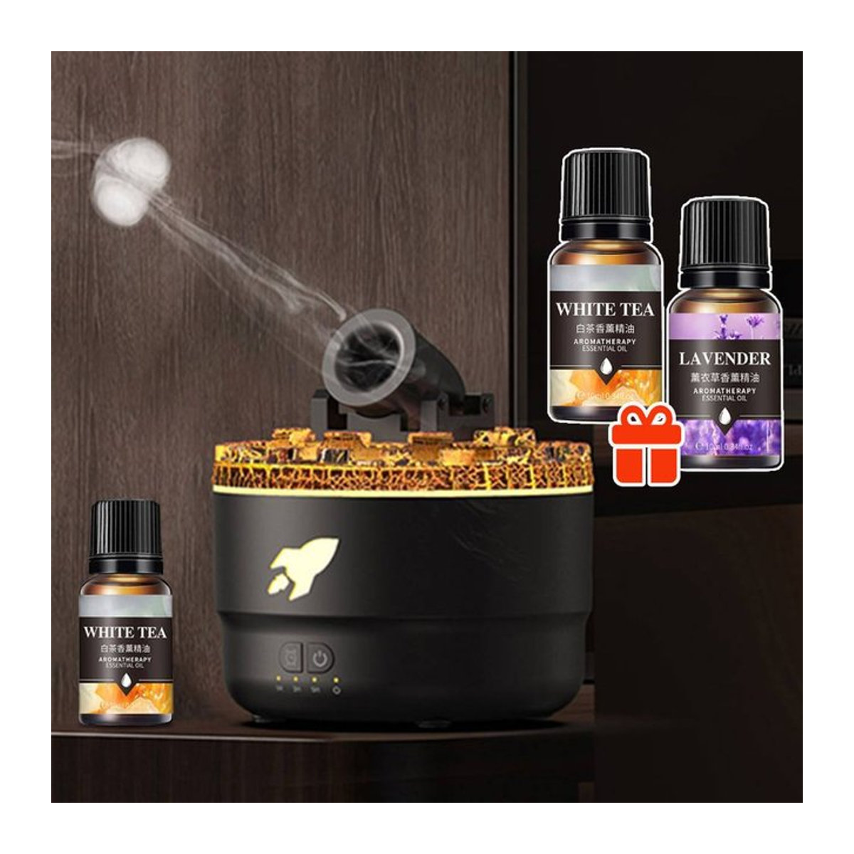 Vulkanischer Riss Licht Kanonen Luftbefeuchter mit Explosions-Aroma-Effekt in Schwarz - Bild 1