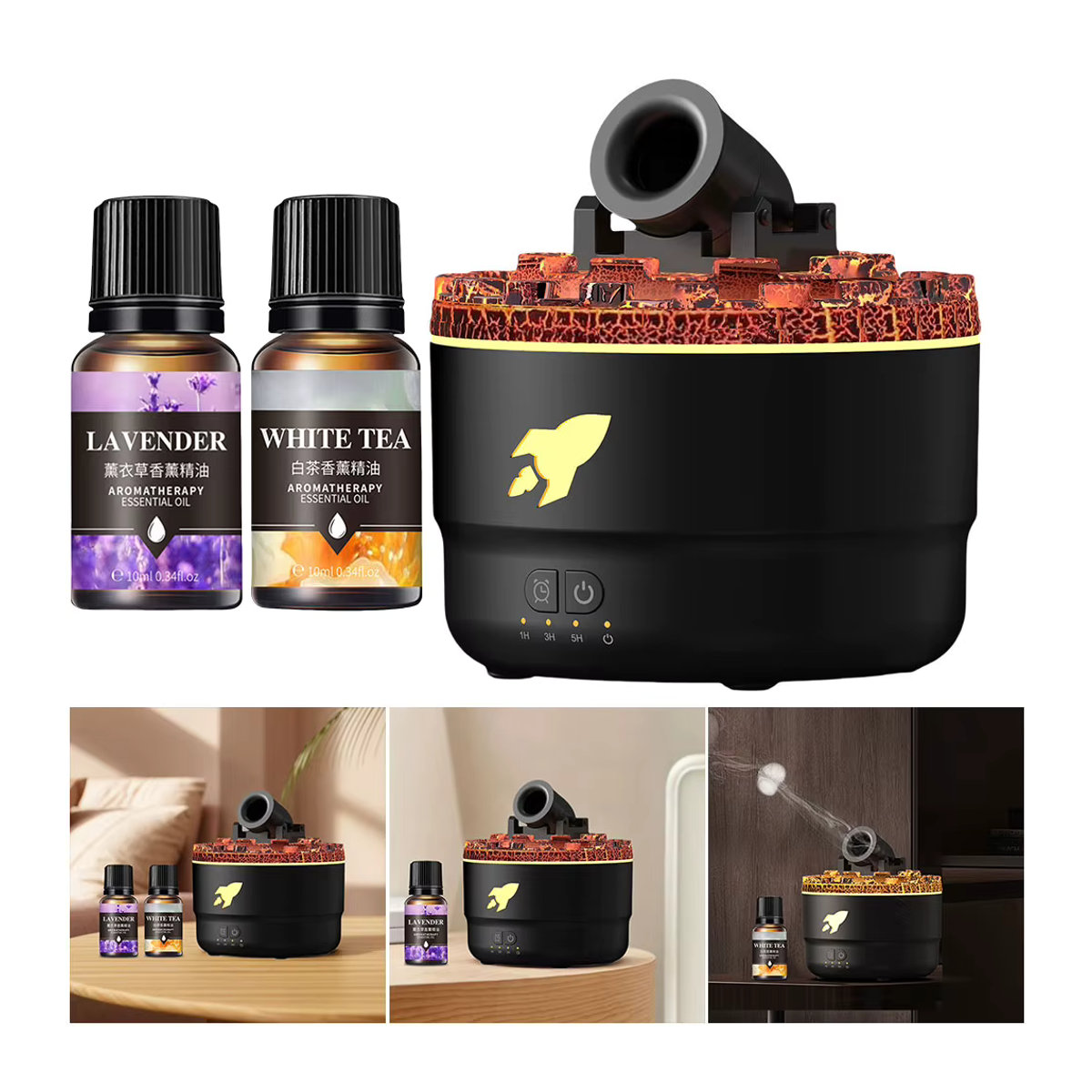 Vulkanischer Riss Licht Kanonen Luftbefeuchter mit Explosions-Aroma-Effekt in Schwarz - Bild 4